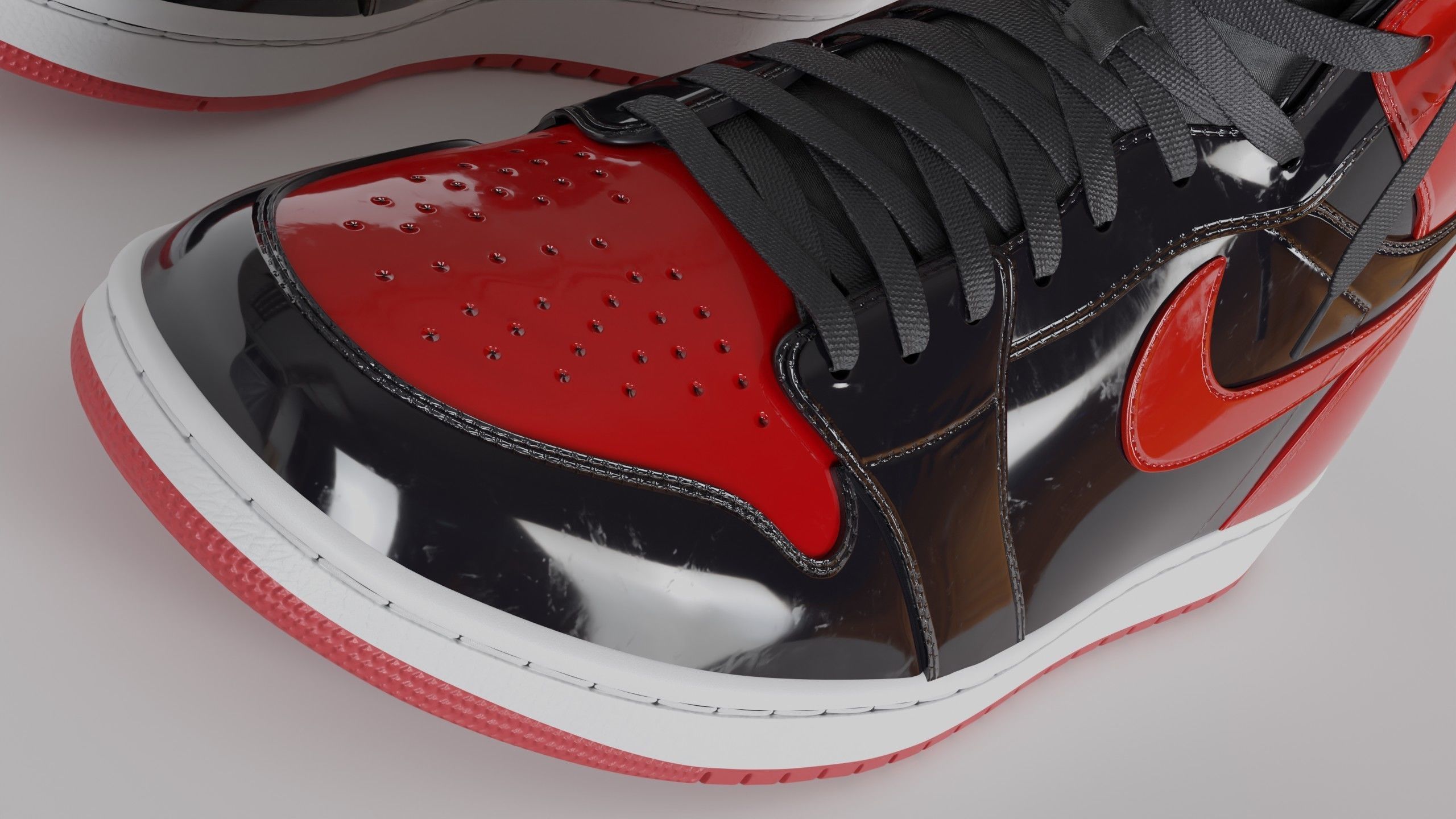 Jordan 1 High OG Patent Bred Low-poly 3D model_1