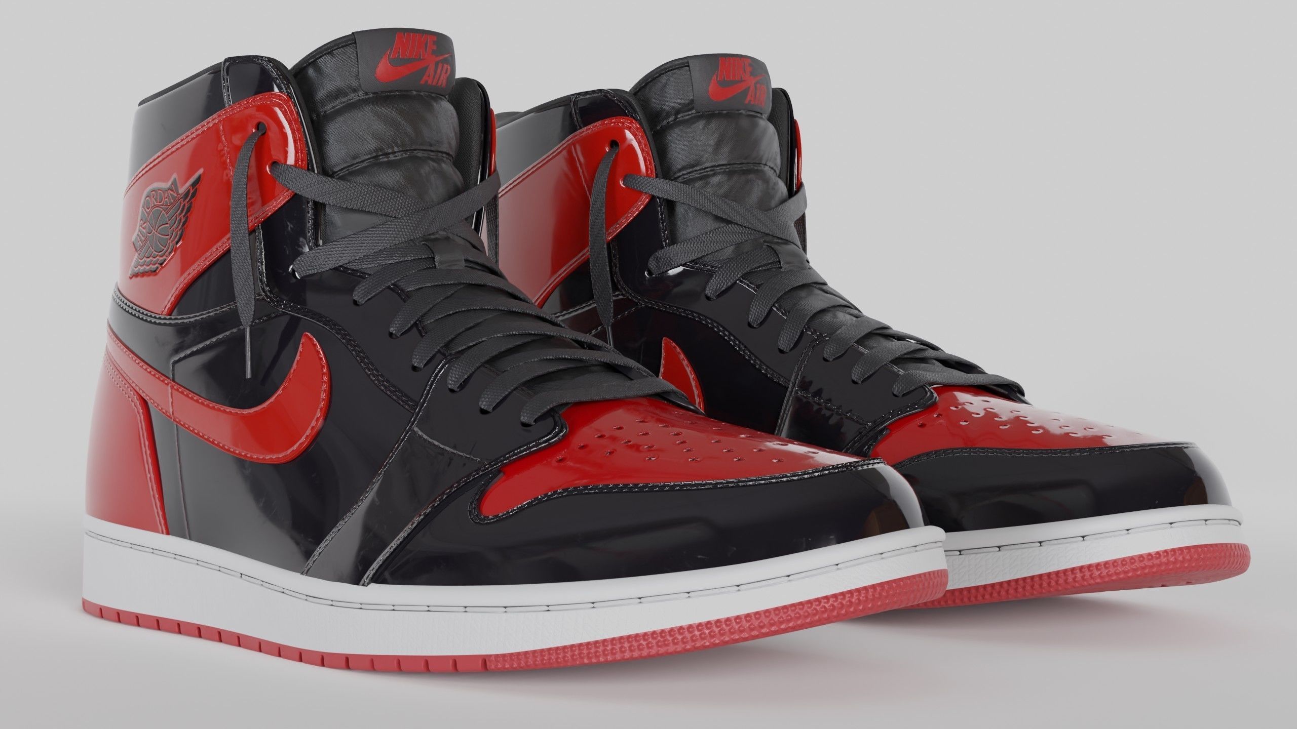 Jordan 1 High OG Patent Bred Low-poly 3D model_9
