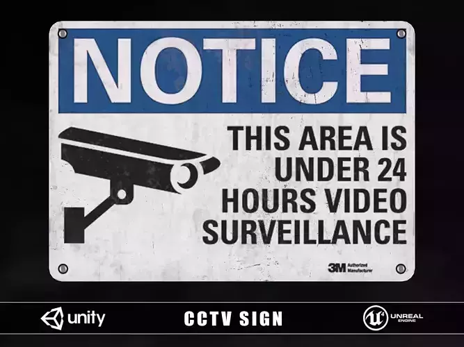 CCTV Sign Low-poly 3D model