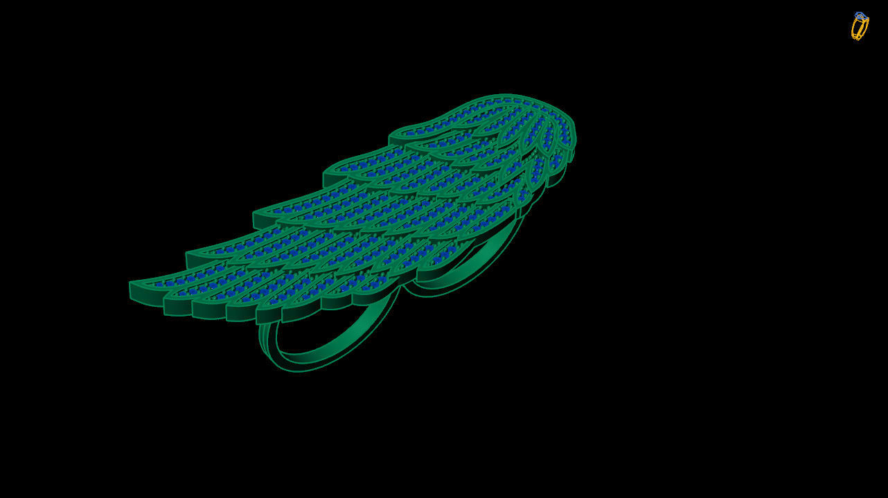 Angel wings ring stl file 3D print model_7