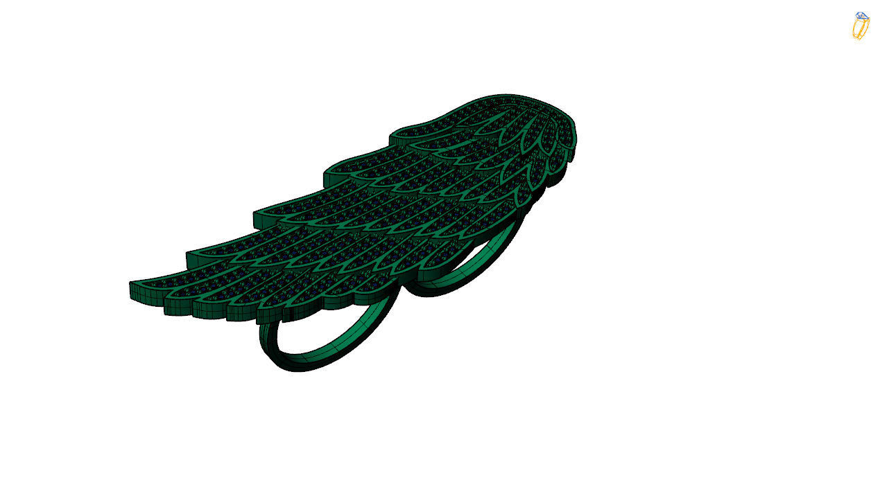 Angel wings ring stl file 3D print model_15