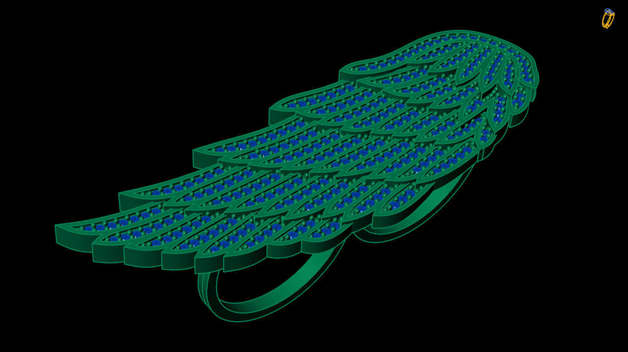 Angel wings ring stl file 3D print model_8