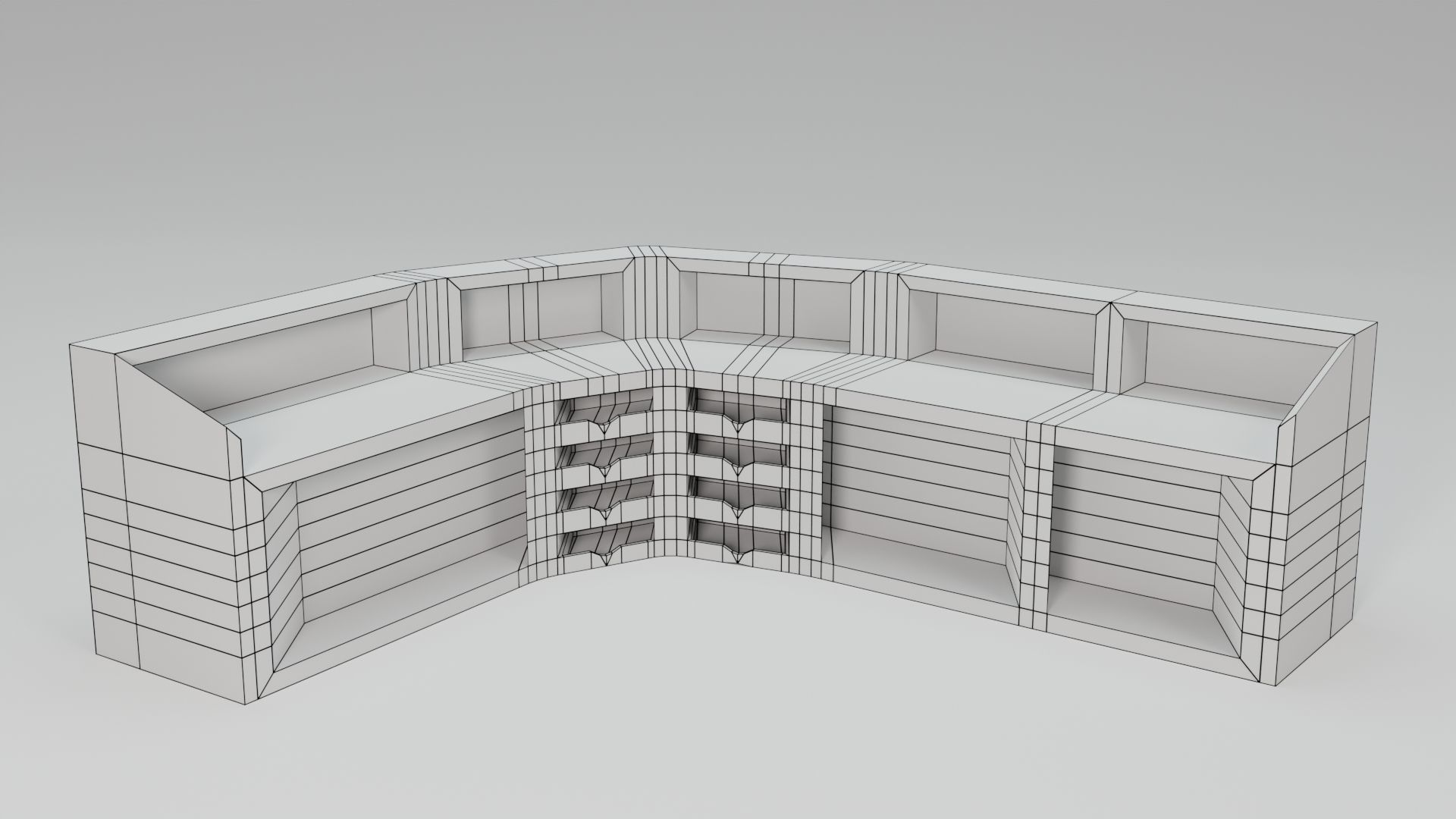 Modern Wooden Reception Desk Low-poly 3D model_8