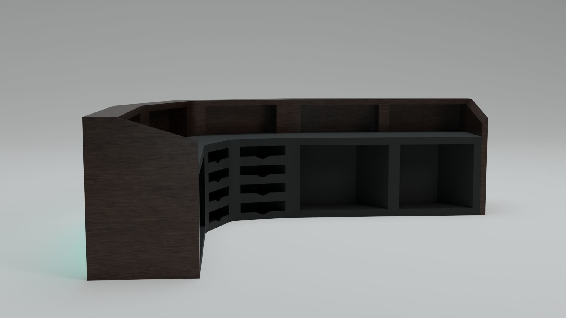Modern Wooden Reception Desk Low-poly 3D model_3