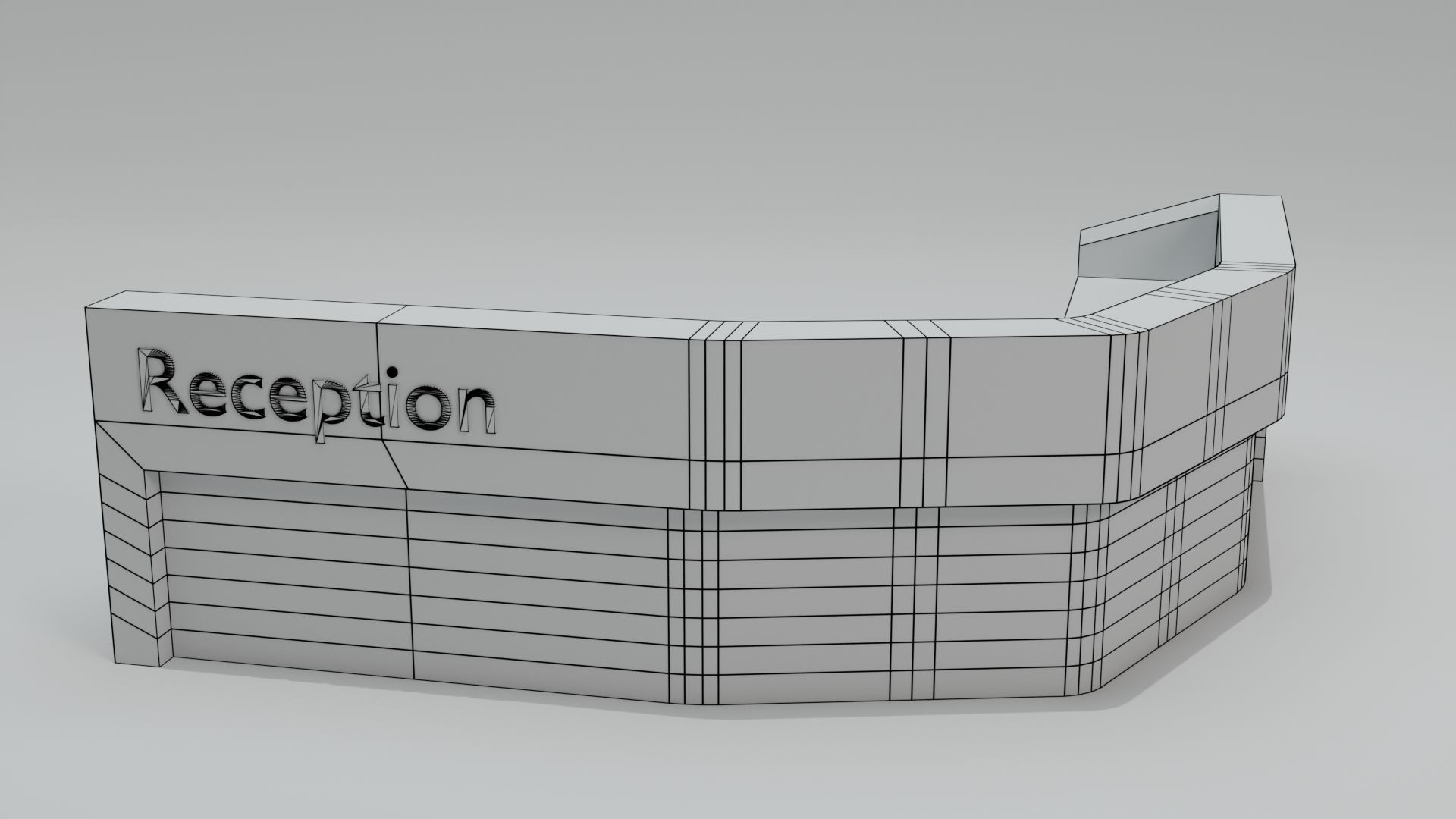 Modern Wooden Reception Desk Low-poly 3D model_7