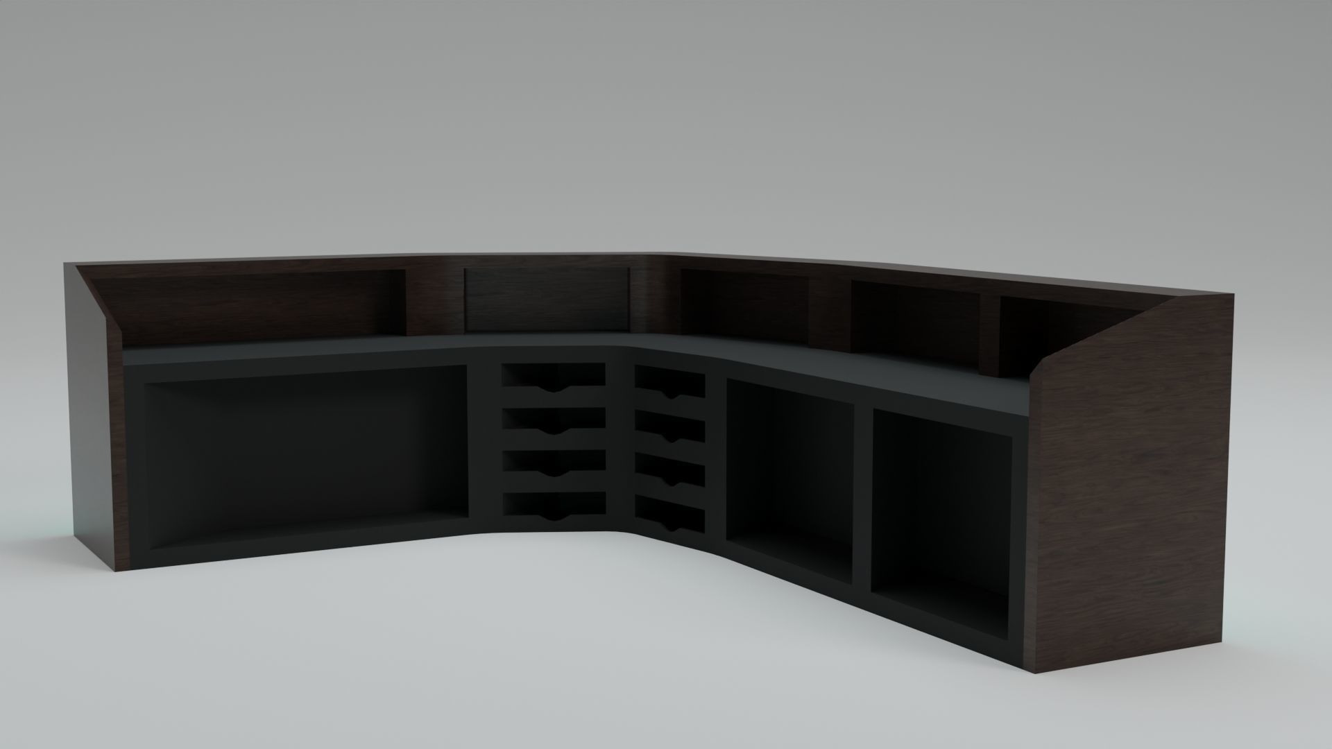 Modern Wooden Reception Desk Low-poly 3D model_2