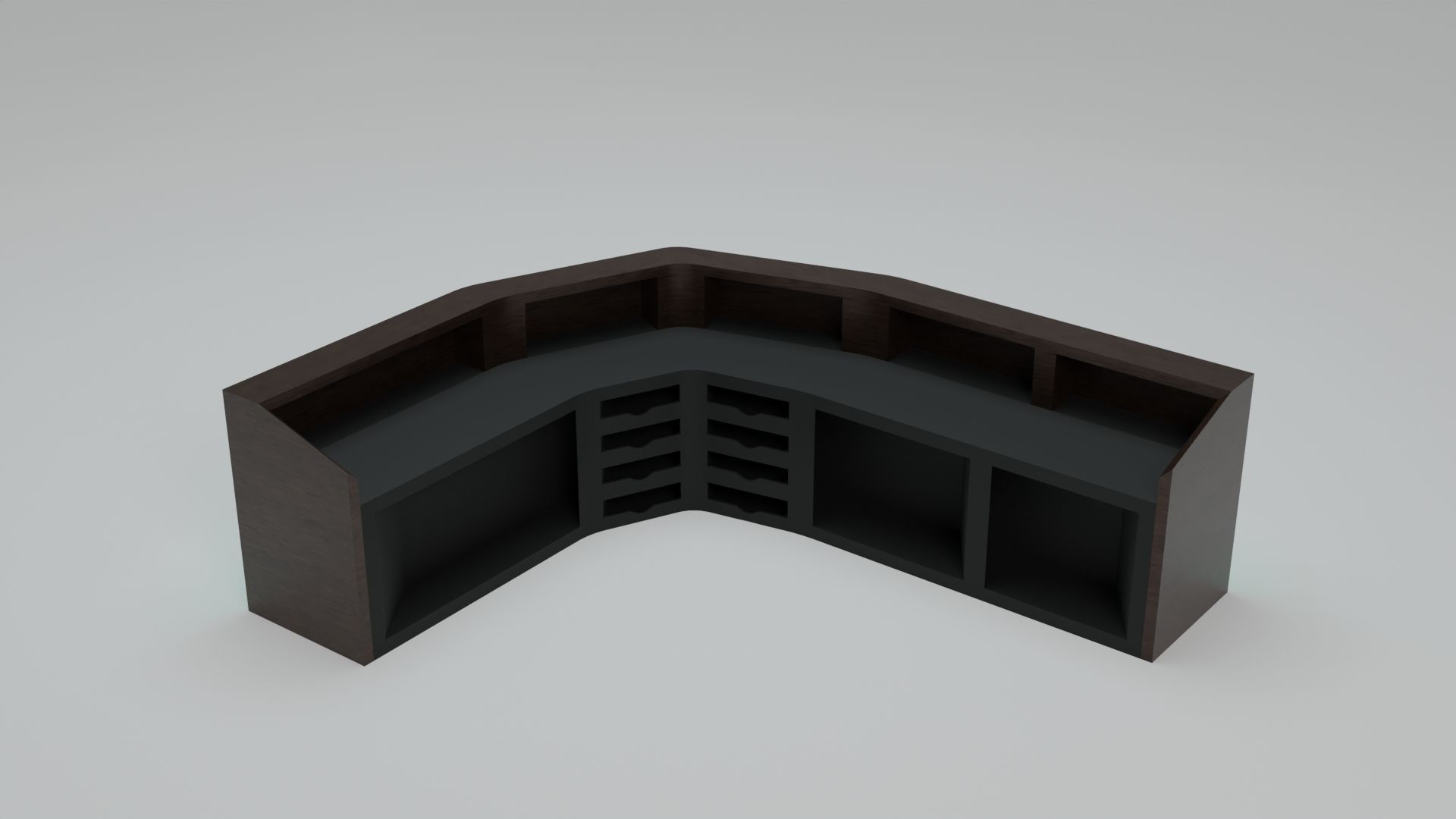 Modern Wooden Reception Desk Low-poly 3D model_5