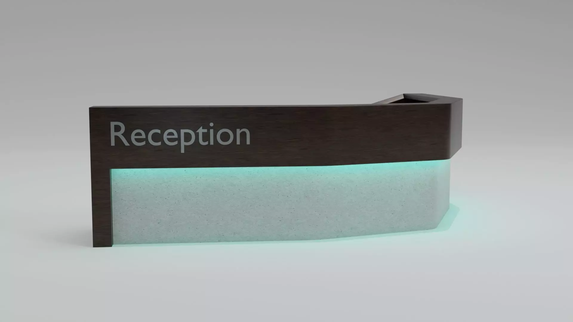 Modern Wooden Reception Desk Low-poly 3D model_0