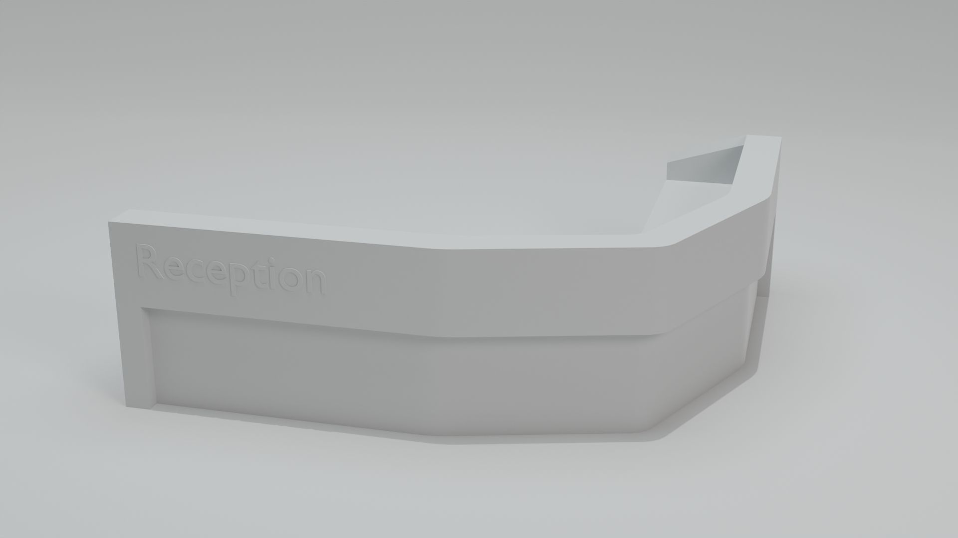 Modern Wooden Reception Desk Low-poly 3D model_6