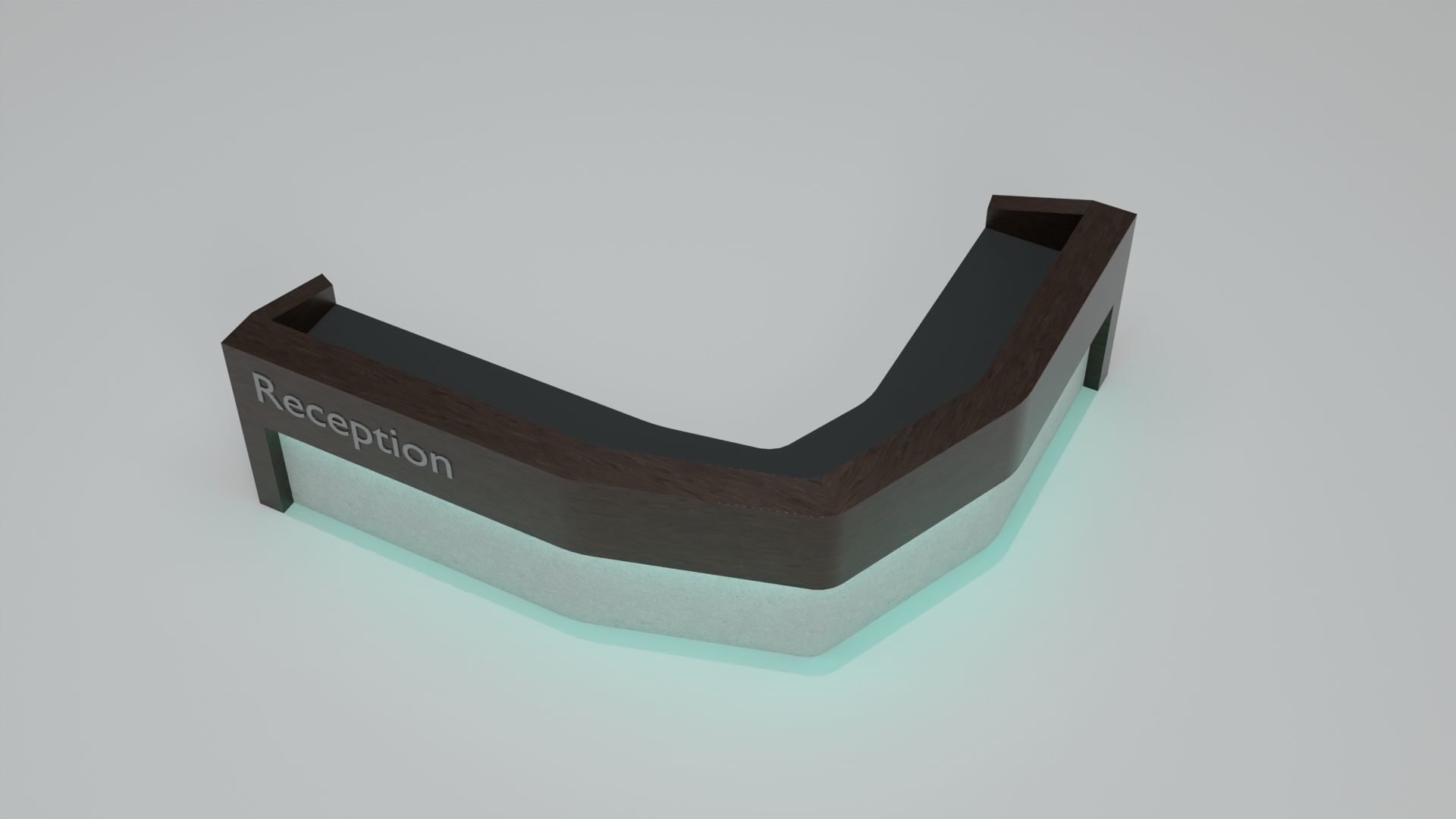 Modern Wooden Reception Desk Low-poly 3D model_4