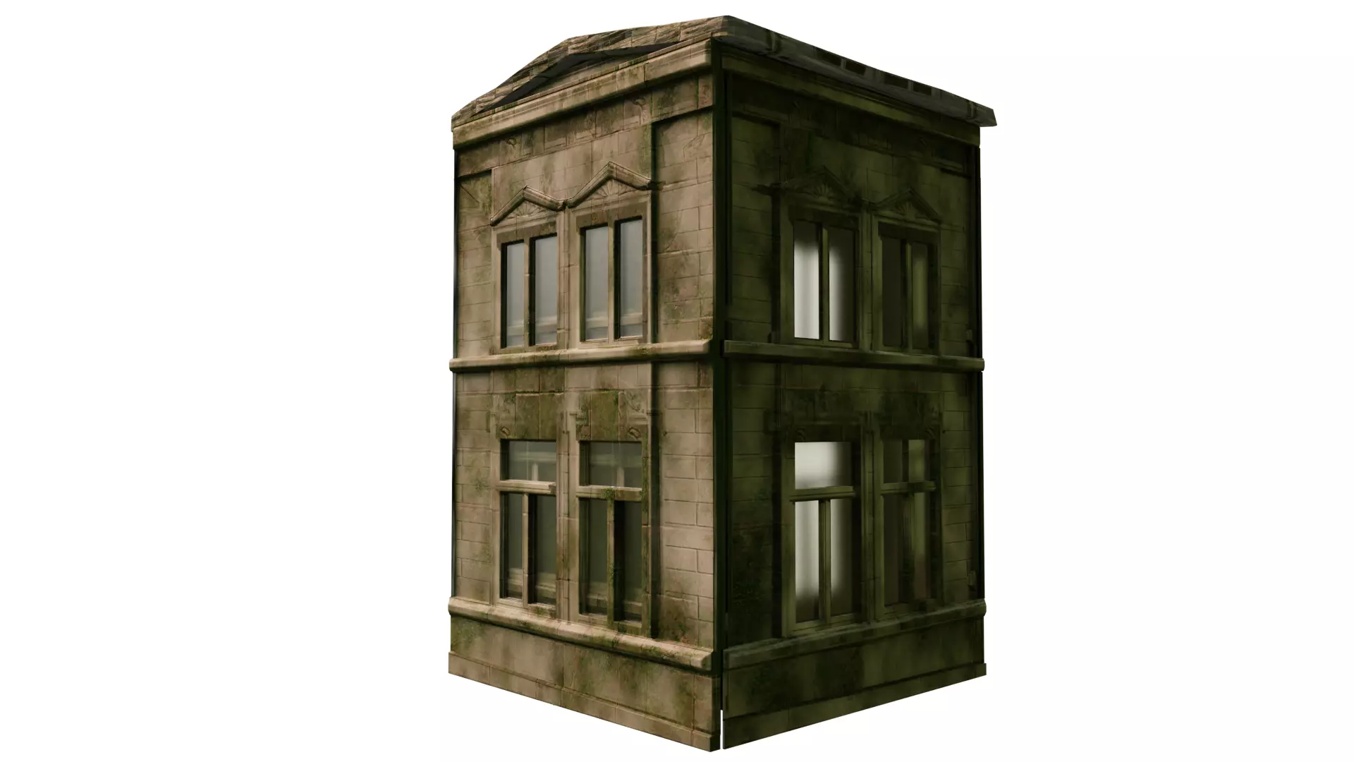 Old mossy Building Low-poly 3D model