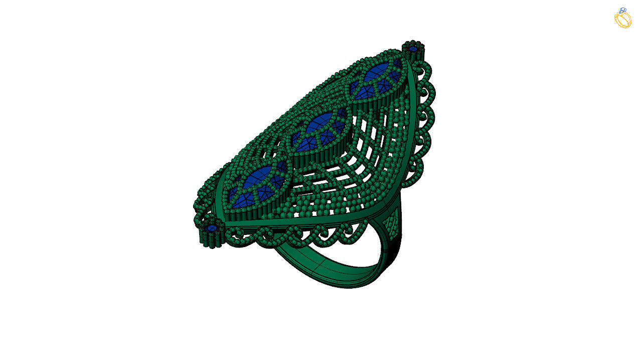 art deco emerald ring   stl file 3D print model_4
