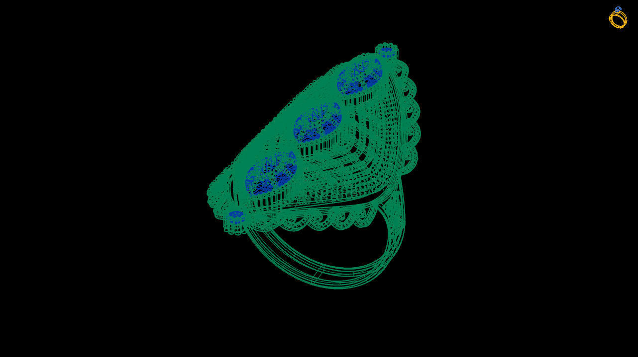 art deco emerald ring   stl file 3D print model_11