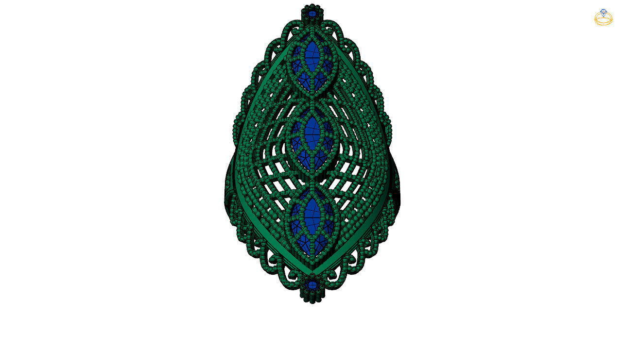 art deco emerald ring   stl file 3D print model_16