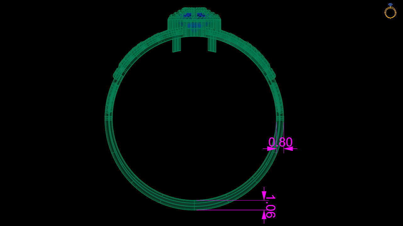 art deco emerald ring   stl file 3D print model_3