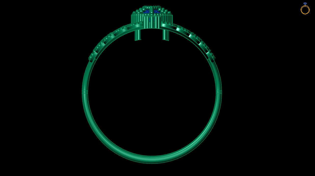 art deco emerald ring   stl file 3D print model_6