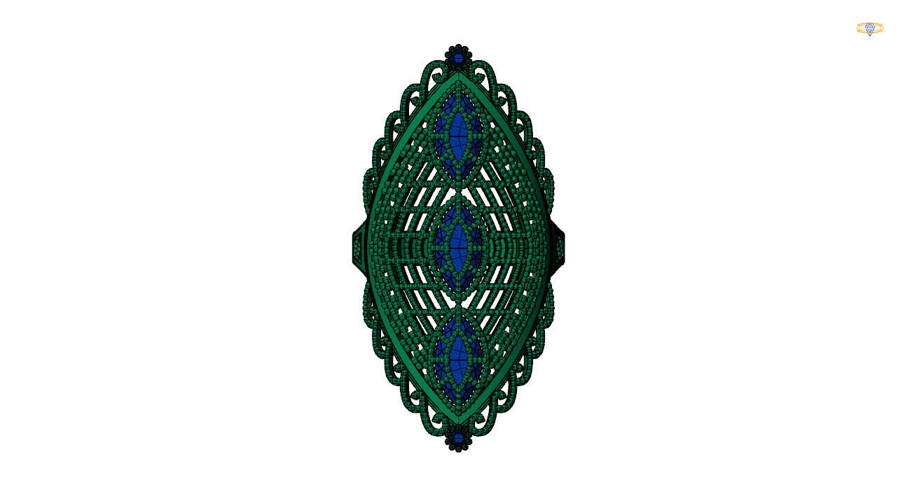 art deco emerald ring   stl file 3D print model_13