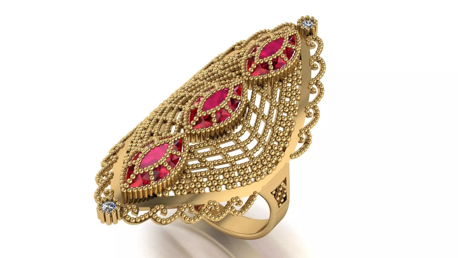 art deco emerald ring   stl file 3D print model_0