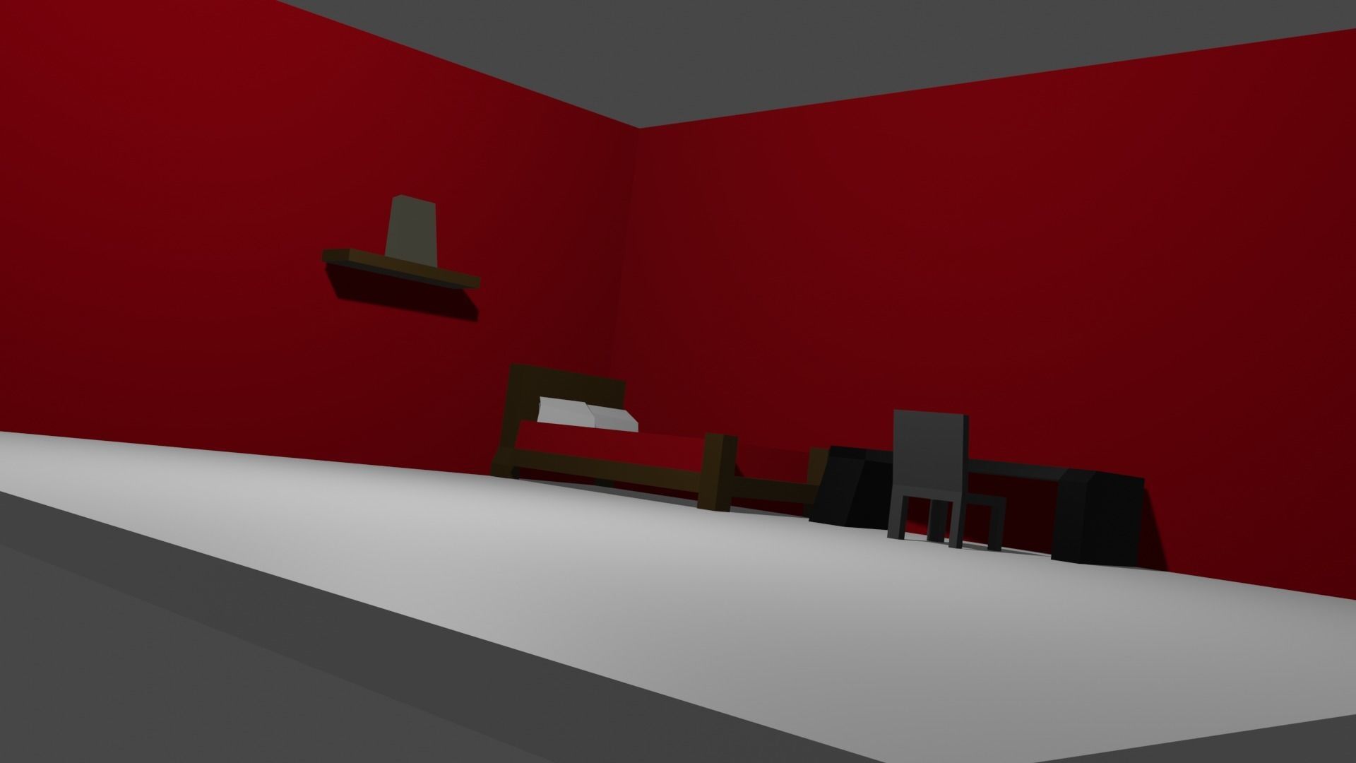 BED ROOM Low-poly 3D model_1