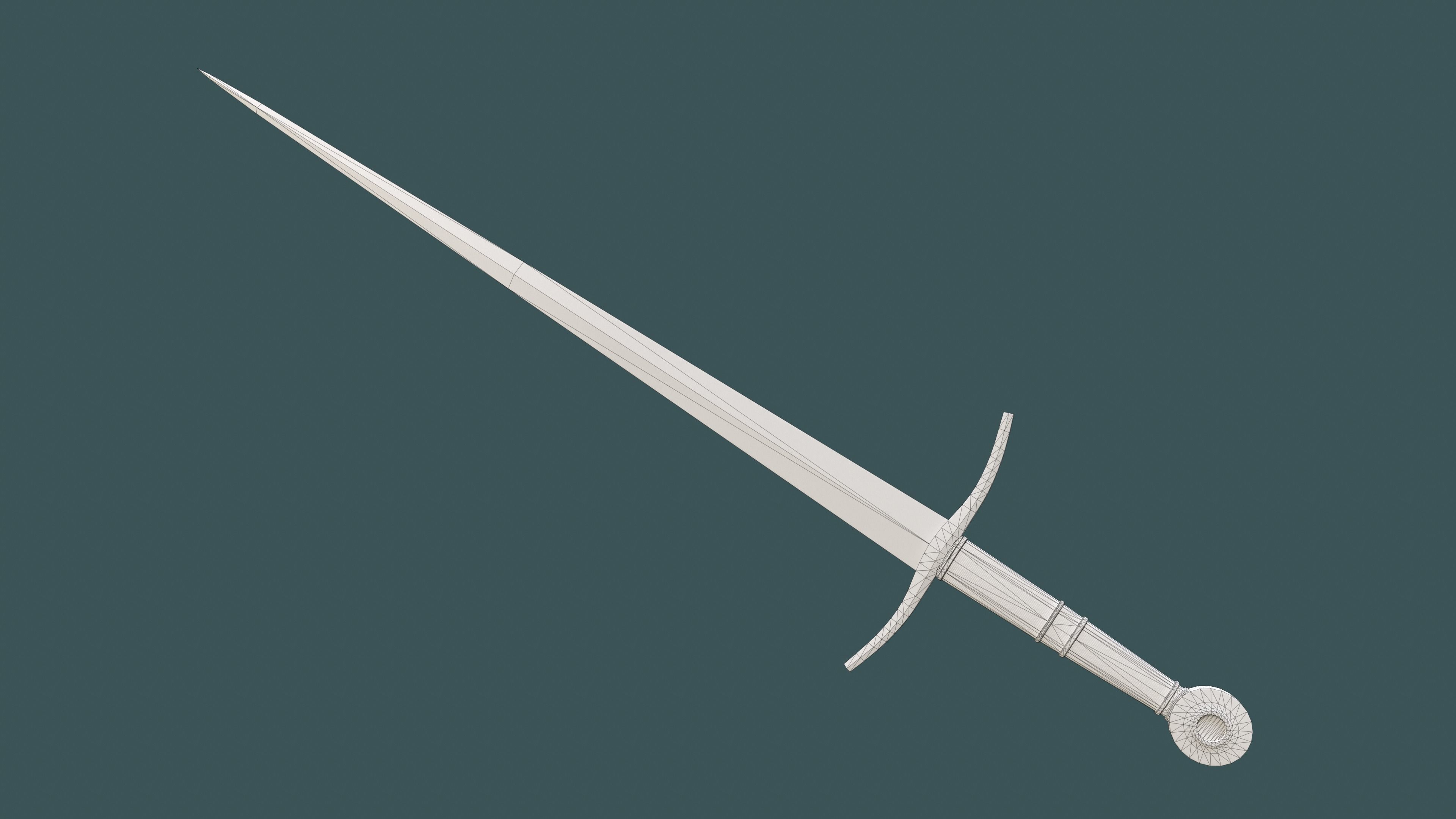 Albion Agincourt Medieval Sword PBR game ready Low-poly 3D model_5