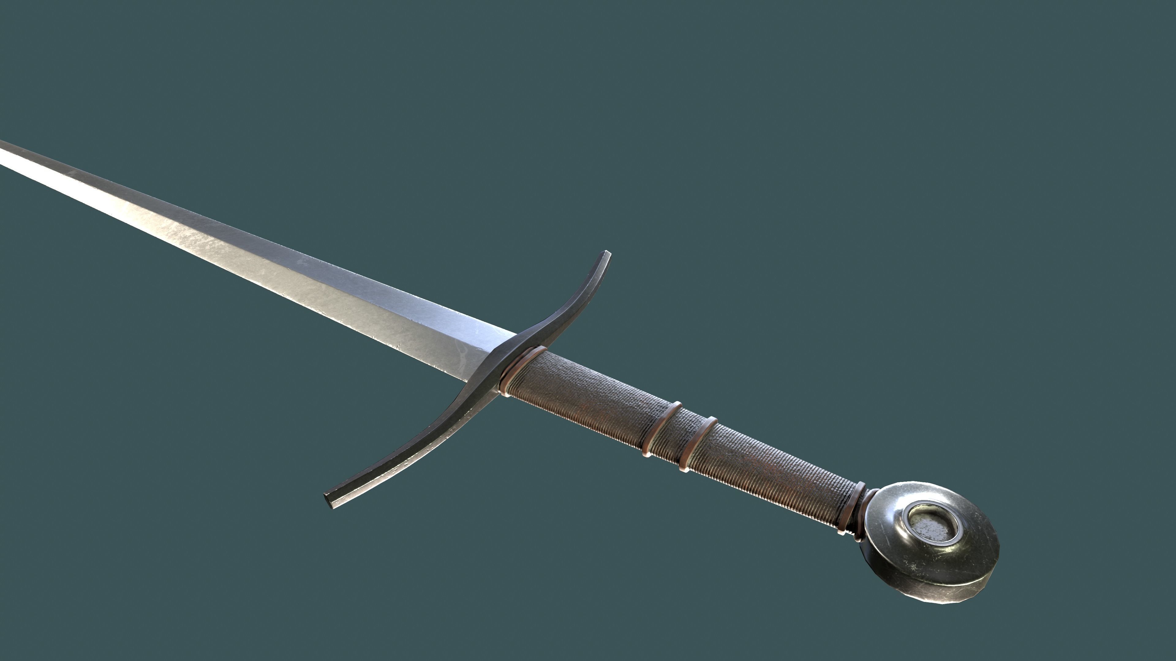 Albion Agincourt Medieval Sword PBR game ready Low-poly 3D model_1