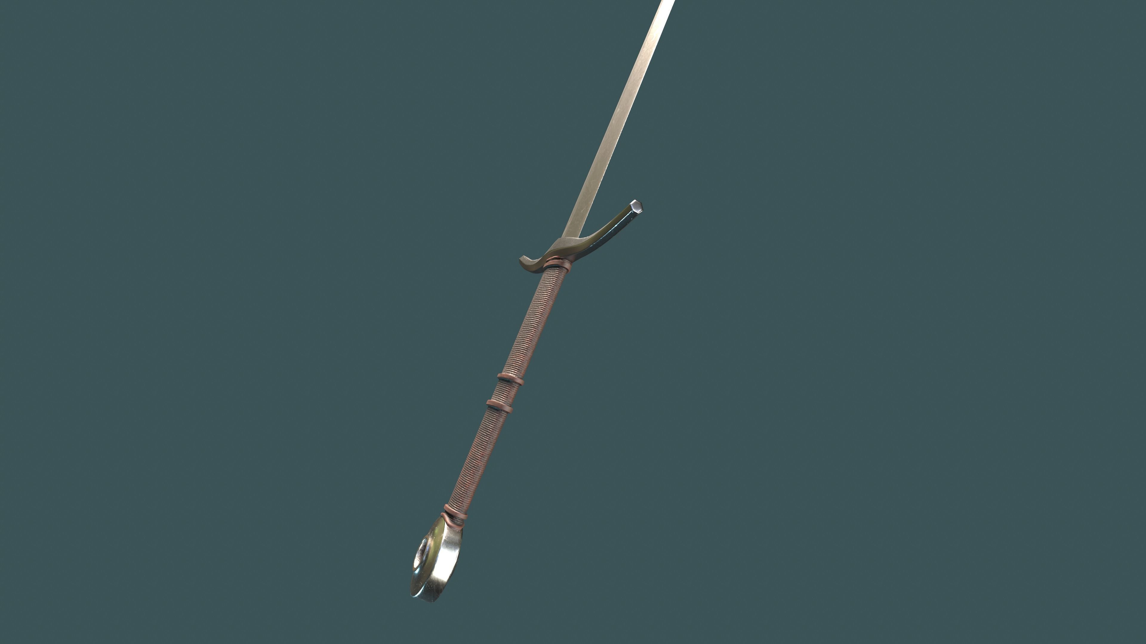 Albion Agincourt Medieval Sword PBR game ready Low-poly 3D model_3