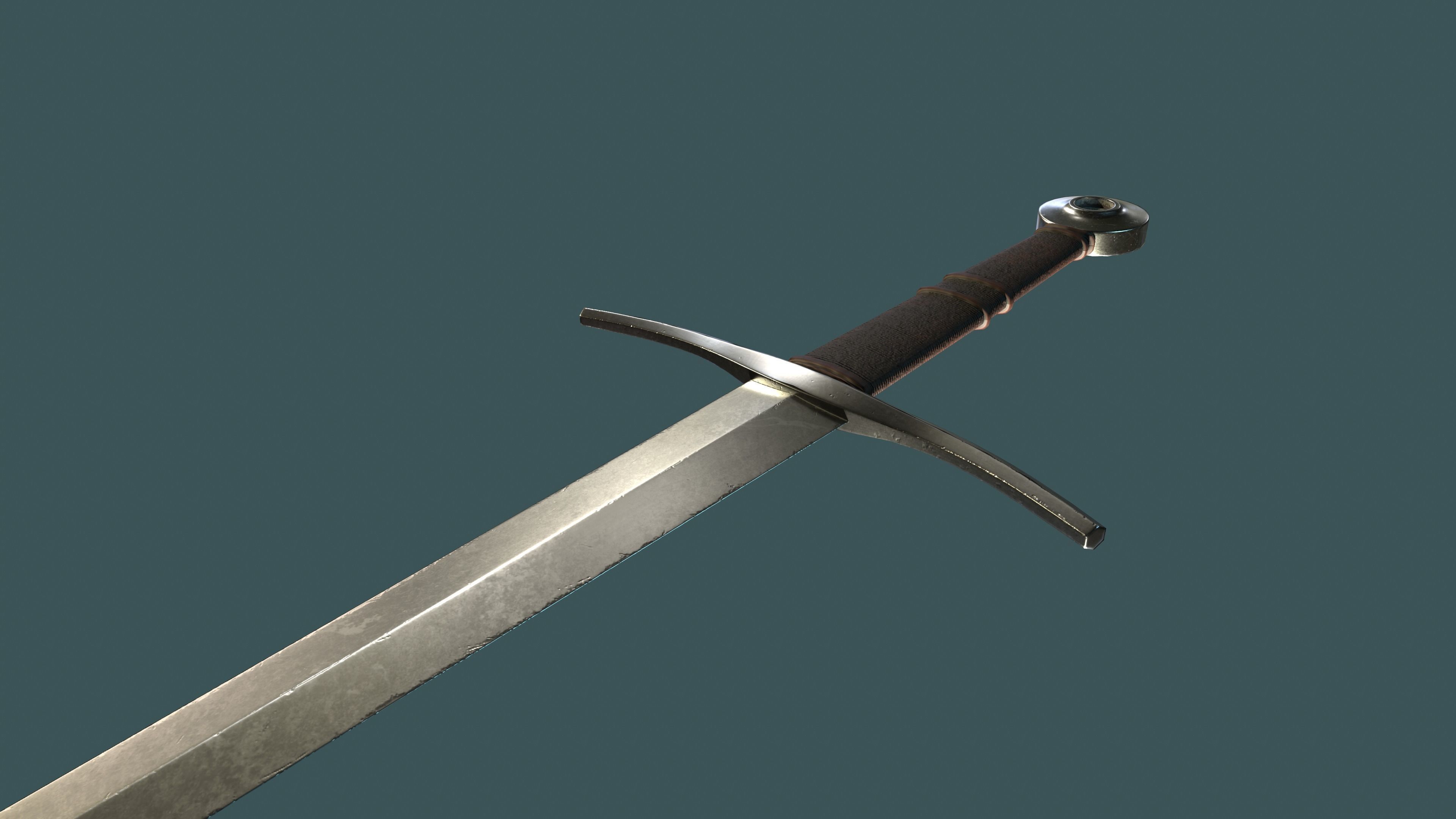 Albion Agincourt Medieval Sword PBR game ready Low-poly 3D model_2