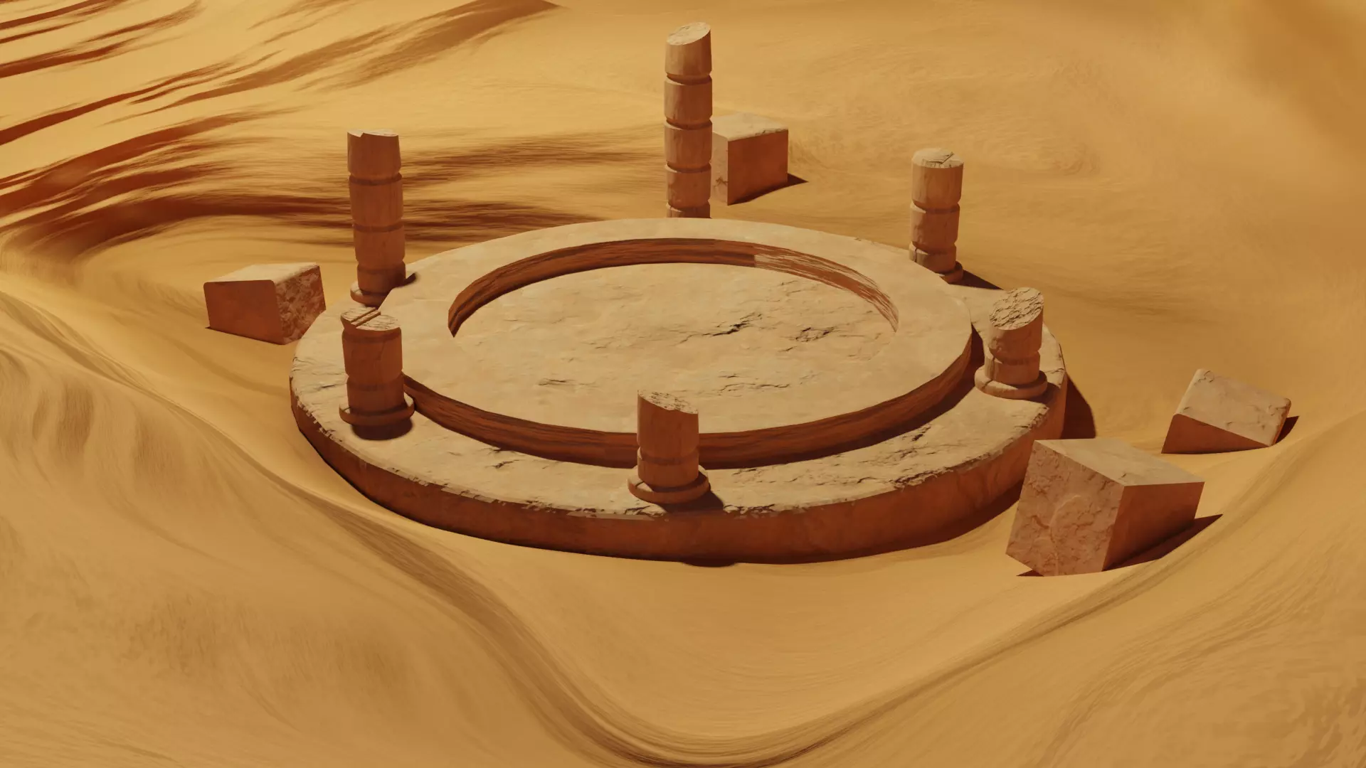 Desert circular structure in 3D model_0