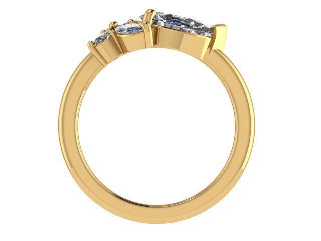 Golden Pear Diamond Ring 3D print model_3