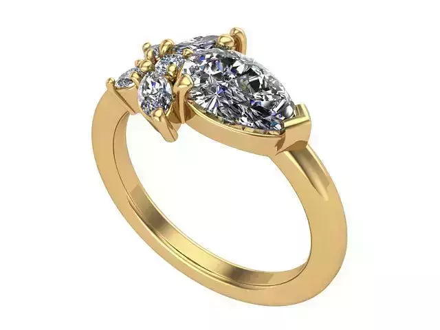 Golden Pear Diamond Ring