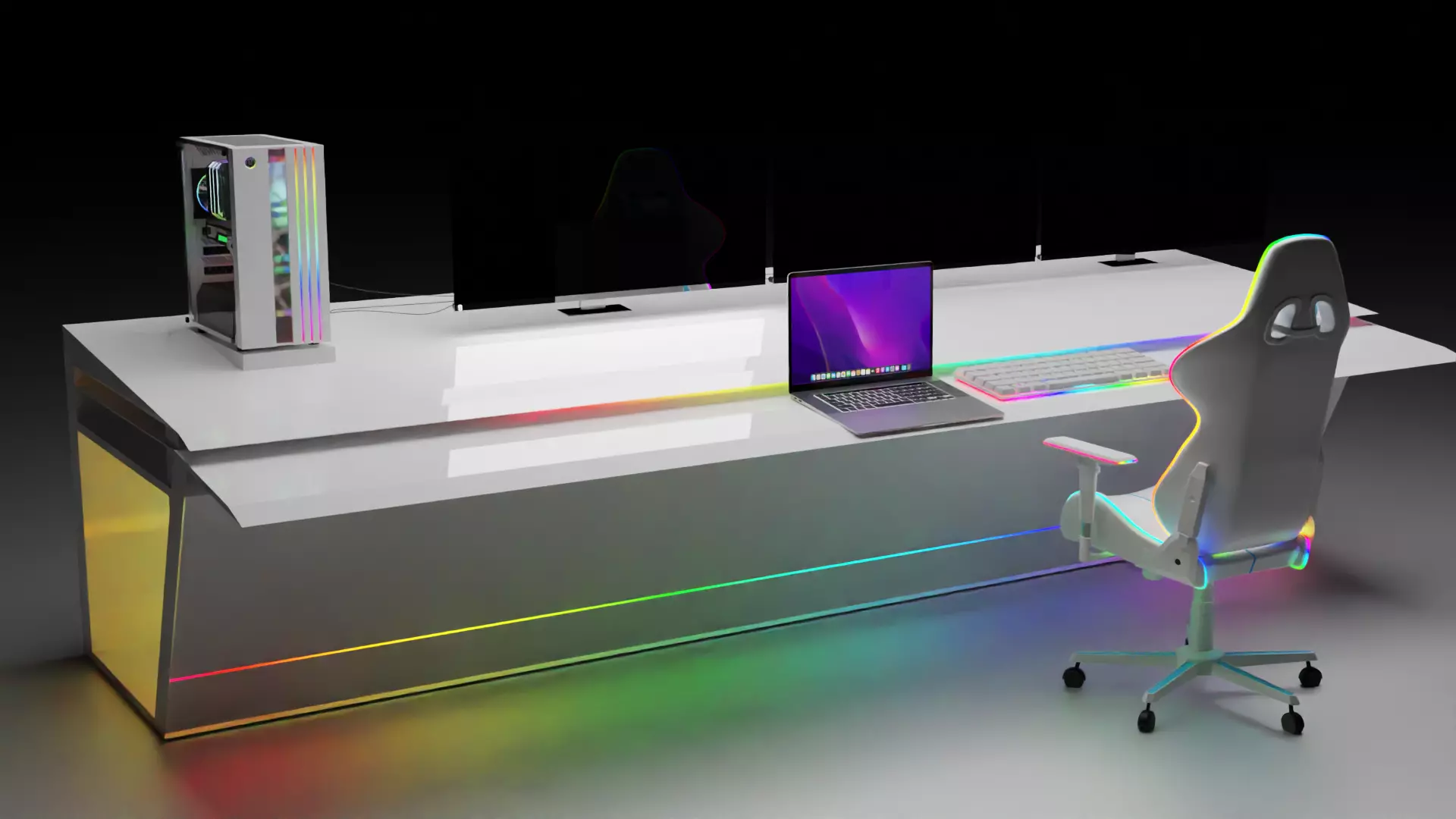 Epic Gaming Setup Desk RGB Realistic Geforce RTX 3D model