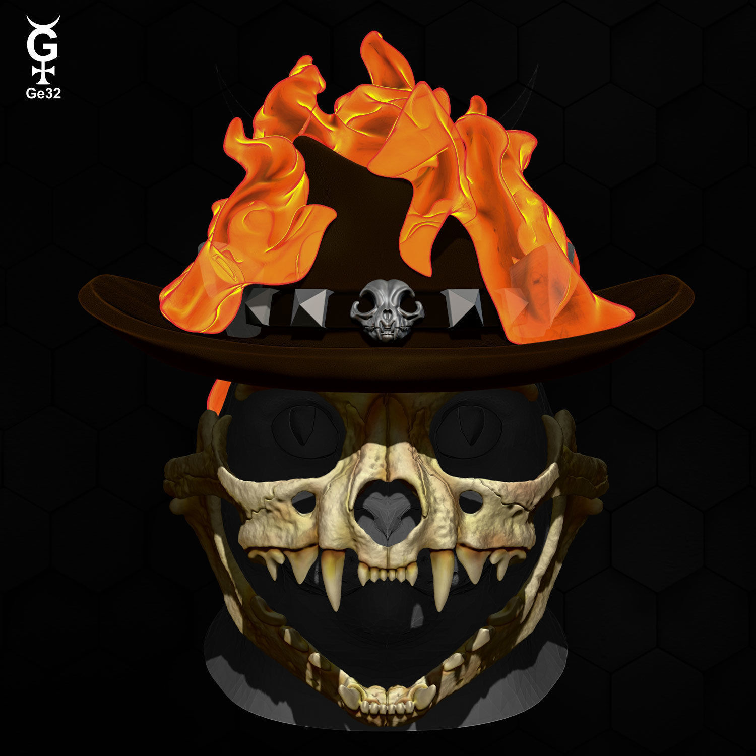 WESTERN GHOST RIDER CAT - HELMET 3D print model_3