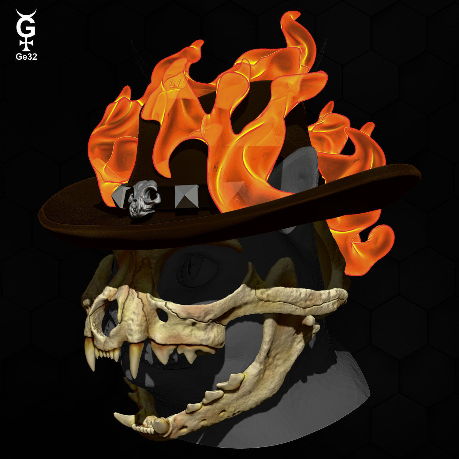 WESTERN GHOST RIDER CAT - HELMET 3D print model_4