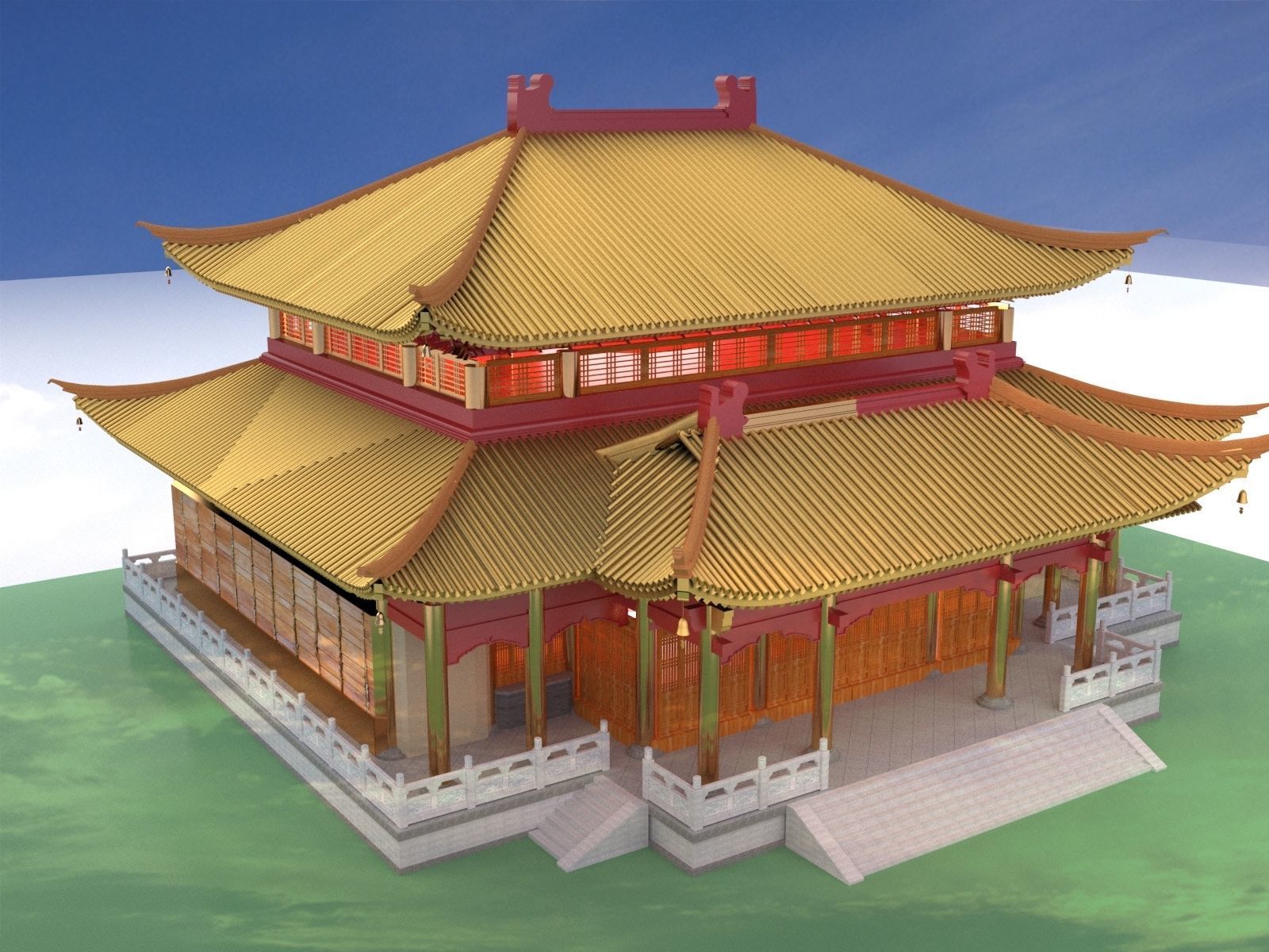 Chinese ancient house 3D model_1