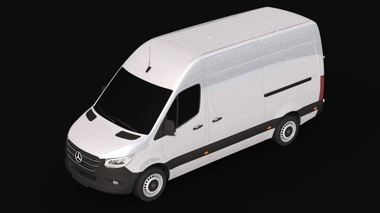 2019 Mercedes-Benz Sprinter Low-poly 3D model_2