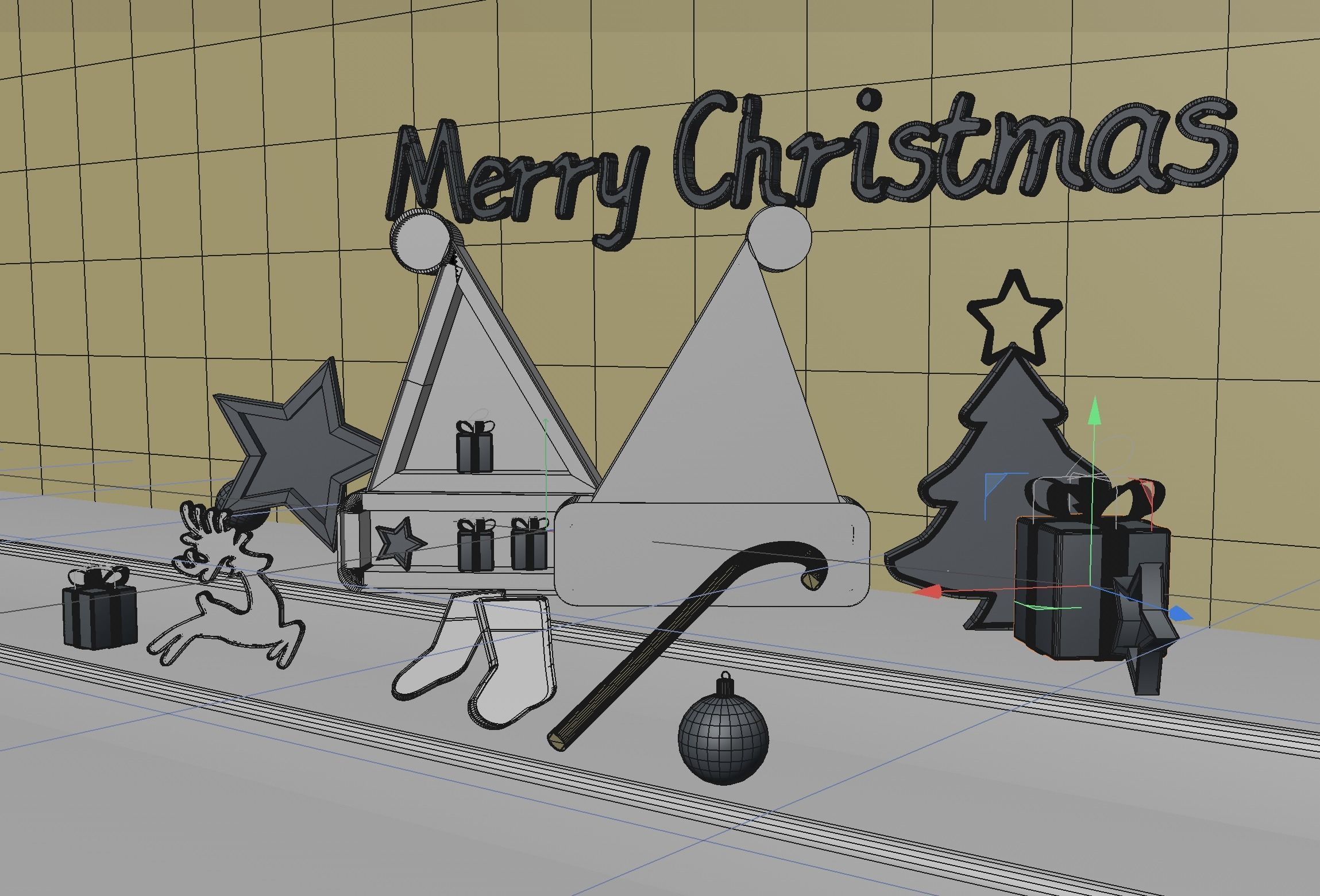 Christmas scene 3D model_2