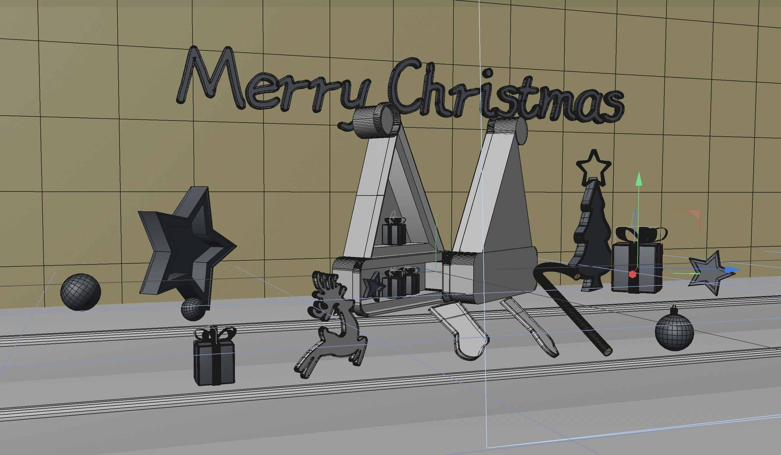 Christmas scene 3D model_1