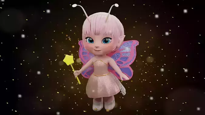 Cartoon Fairy - Fully Rigged Low-poly 3D model