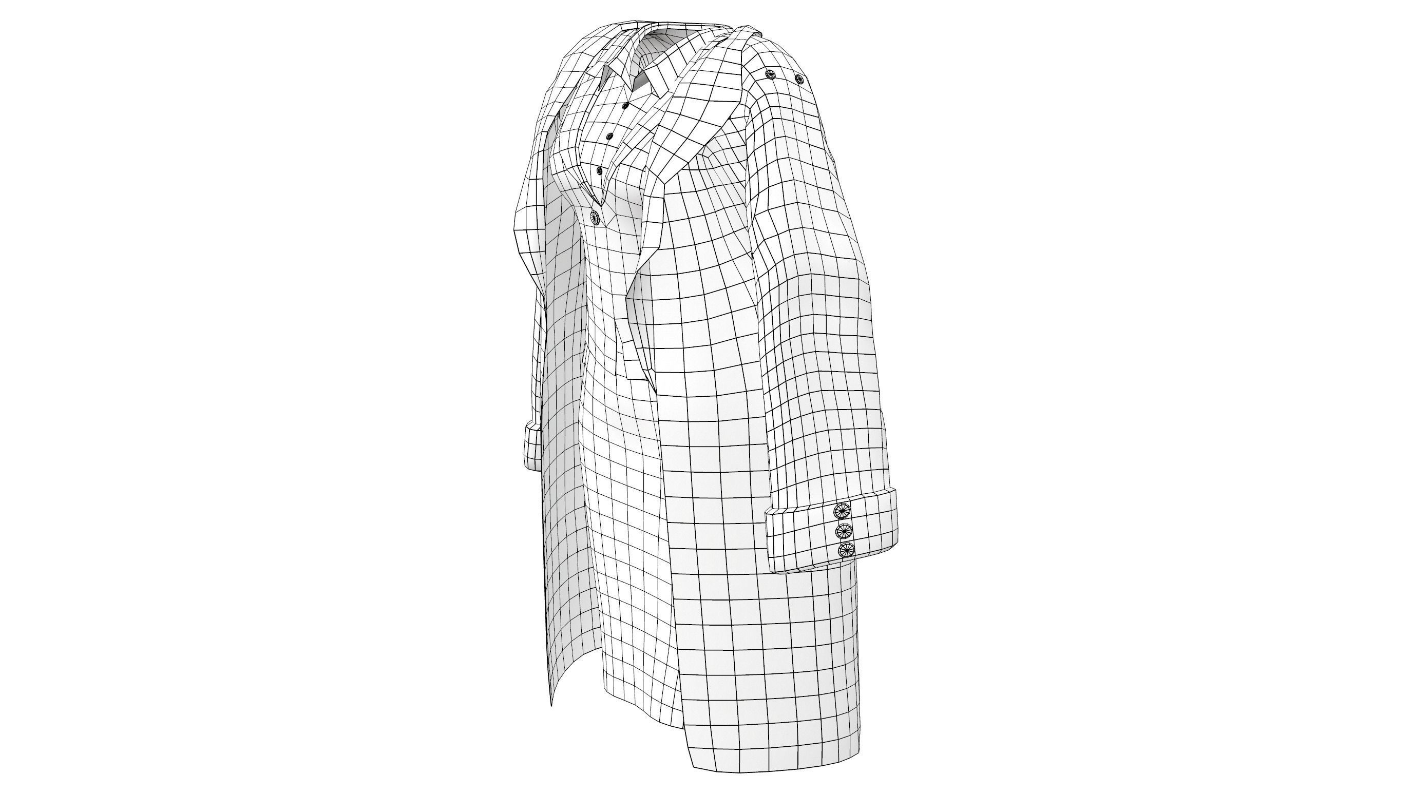 Womens Business Suit With Coat Over Low-poly 3D model_11