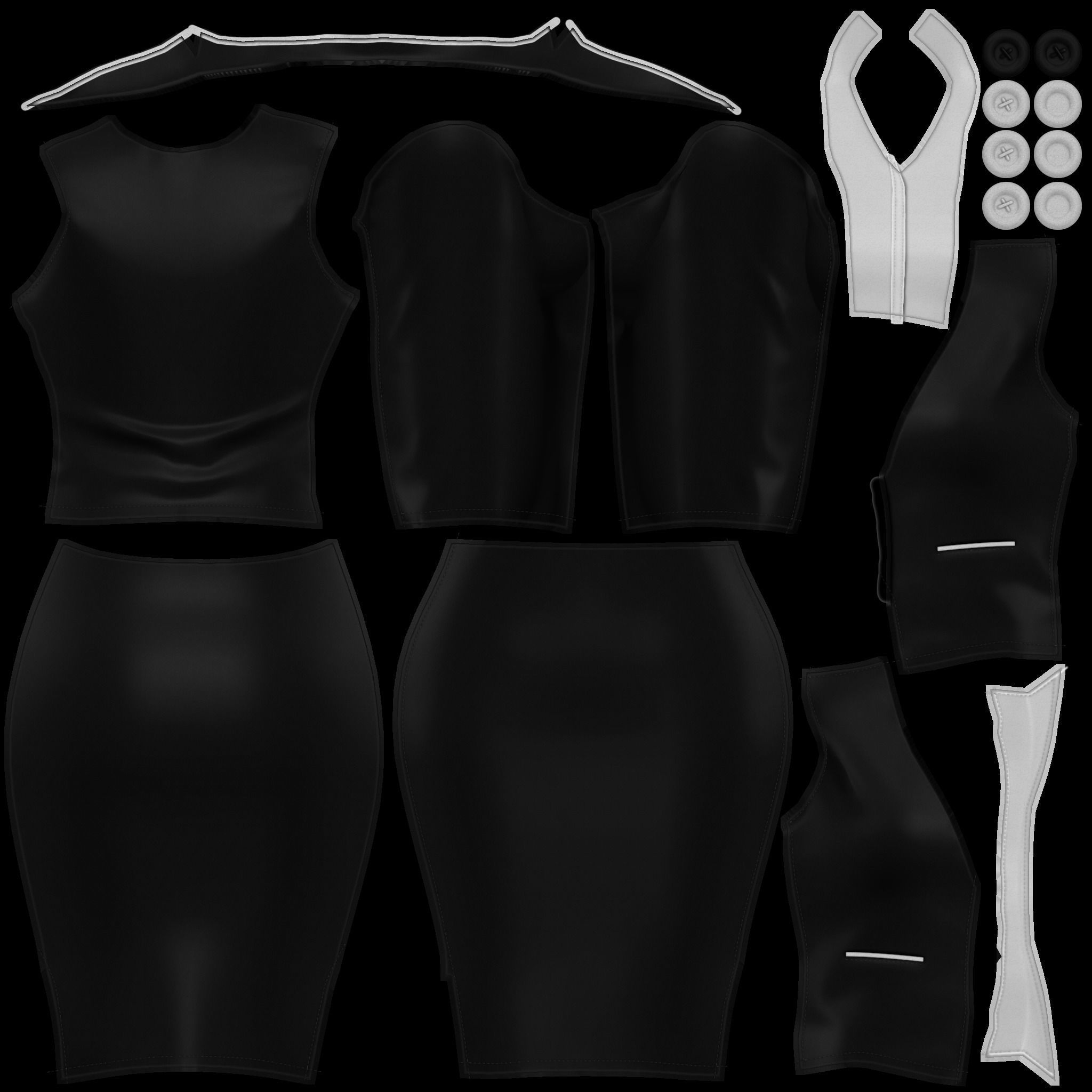Womens Business Suit With Coat Over Low-poly 3D model_16