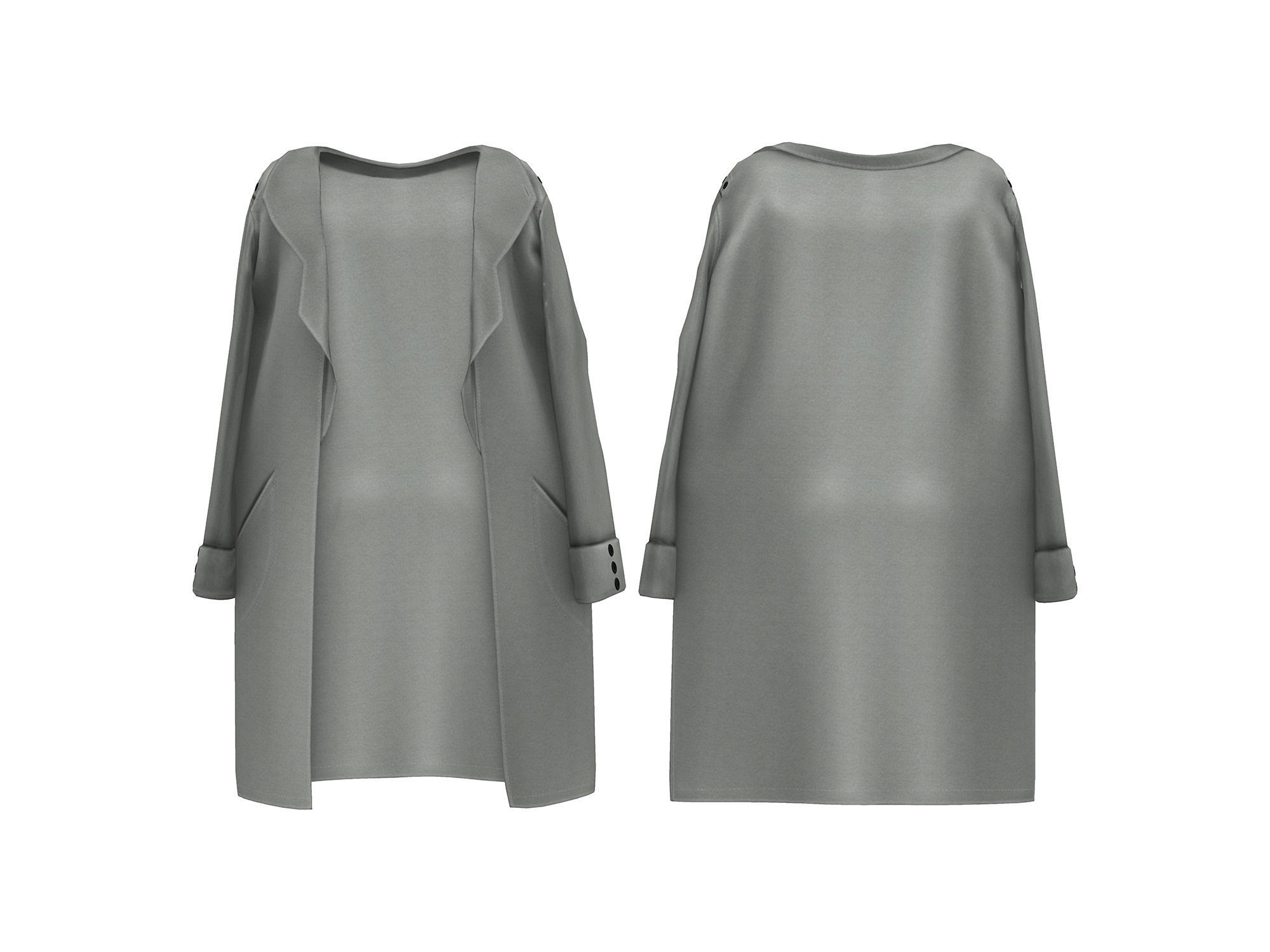 Womens Business Suit With Coat Over Low-poly 3D model_9