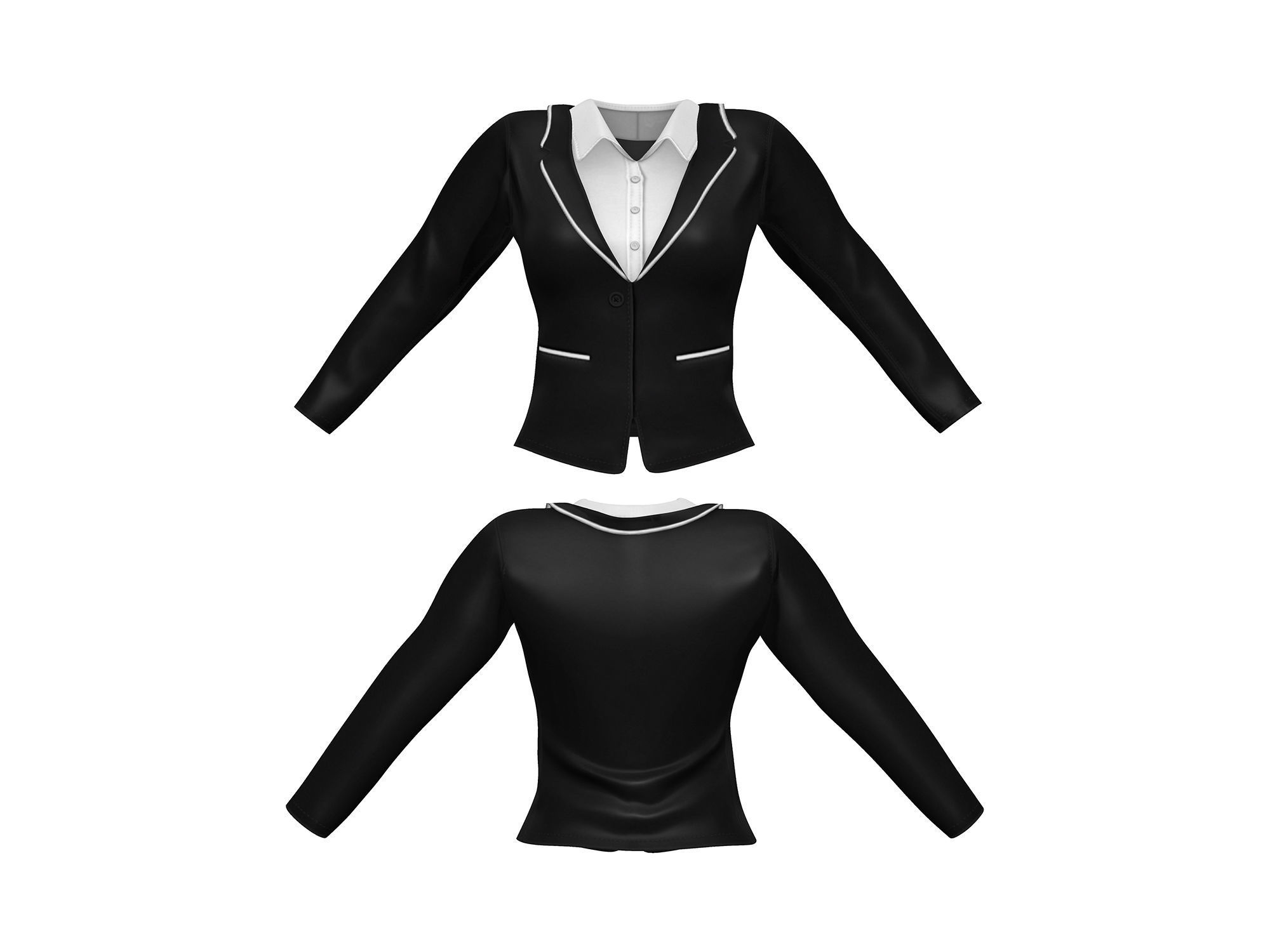 Womens Business Suit With Coat Over Low-poly 3D model_7
