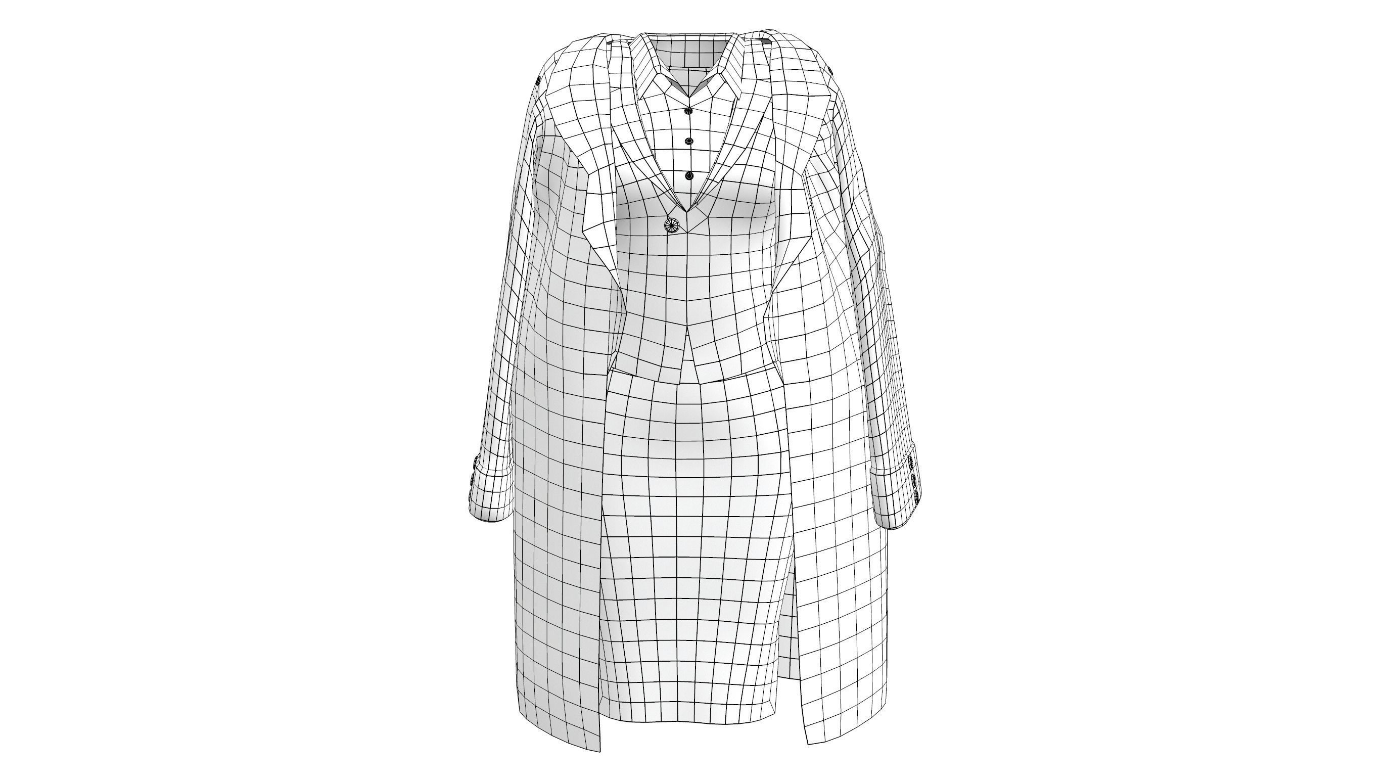 Womens Business Suit With Coat Over Low-poly 3D model_10