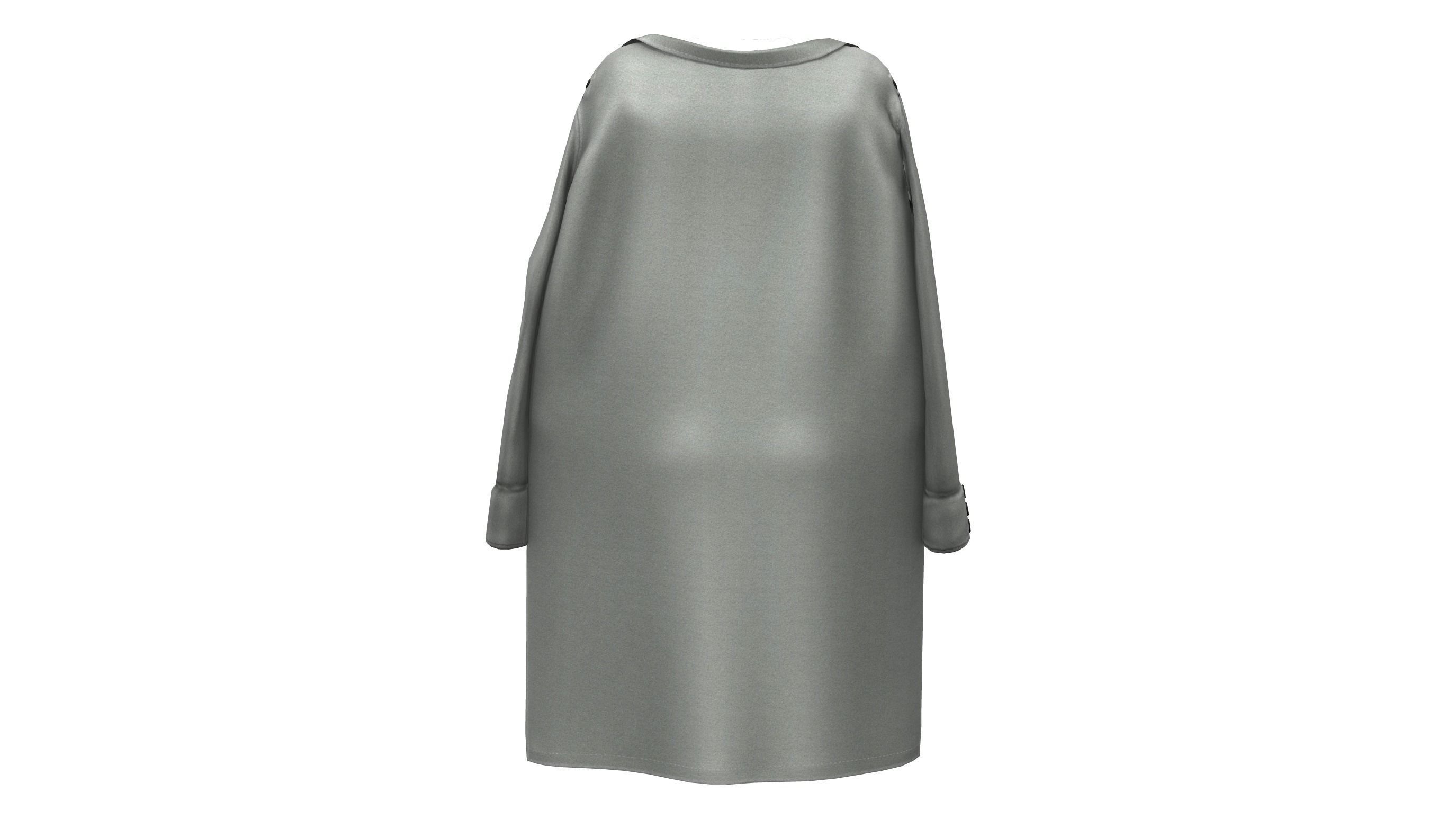 Womens Business Suit With Coat Over Low-poly 3D model_5