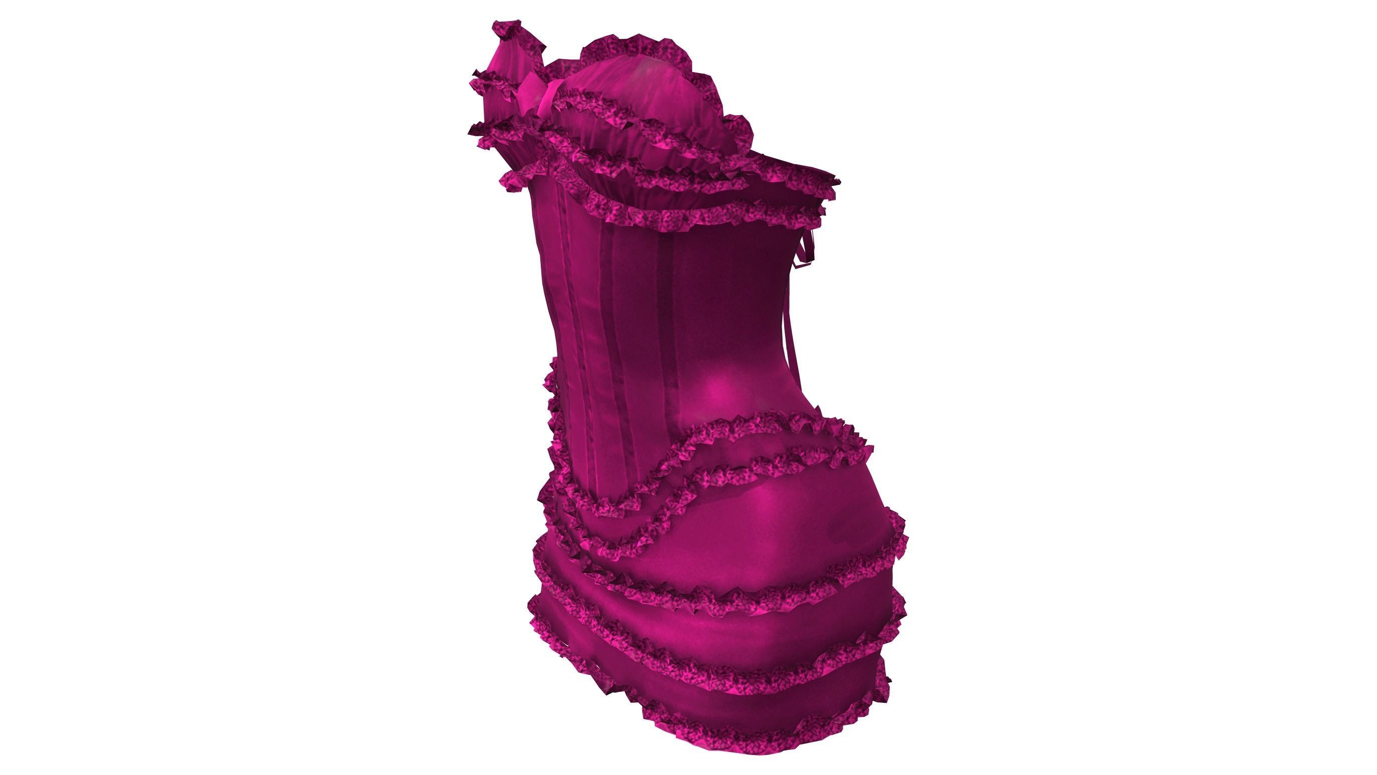 Corset Dress Low-poly 3D model_4