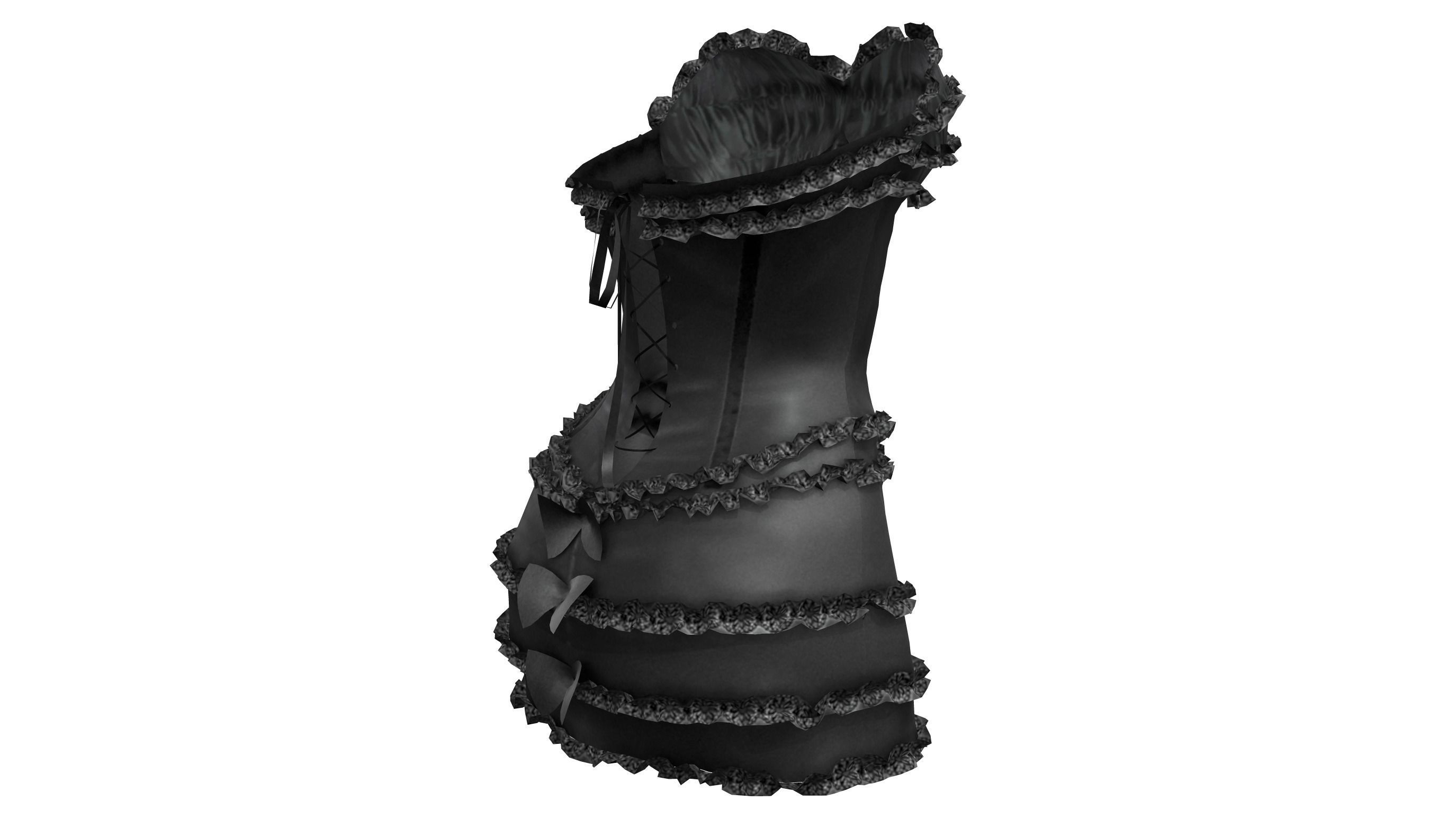 Corset Dress Low-poly 3D model_8
