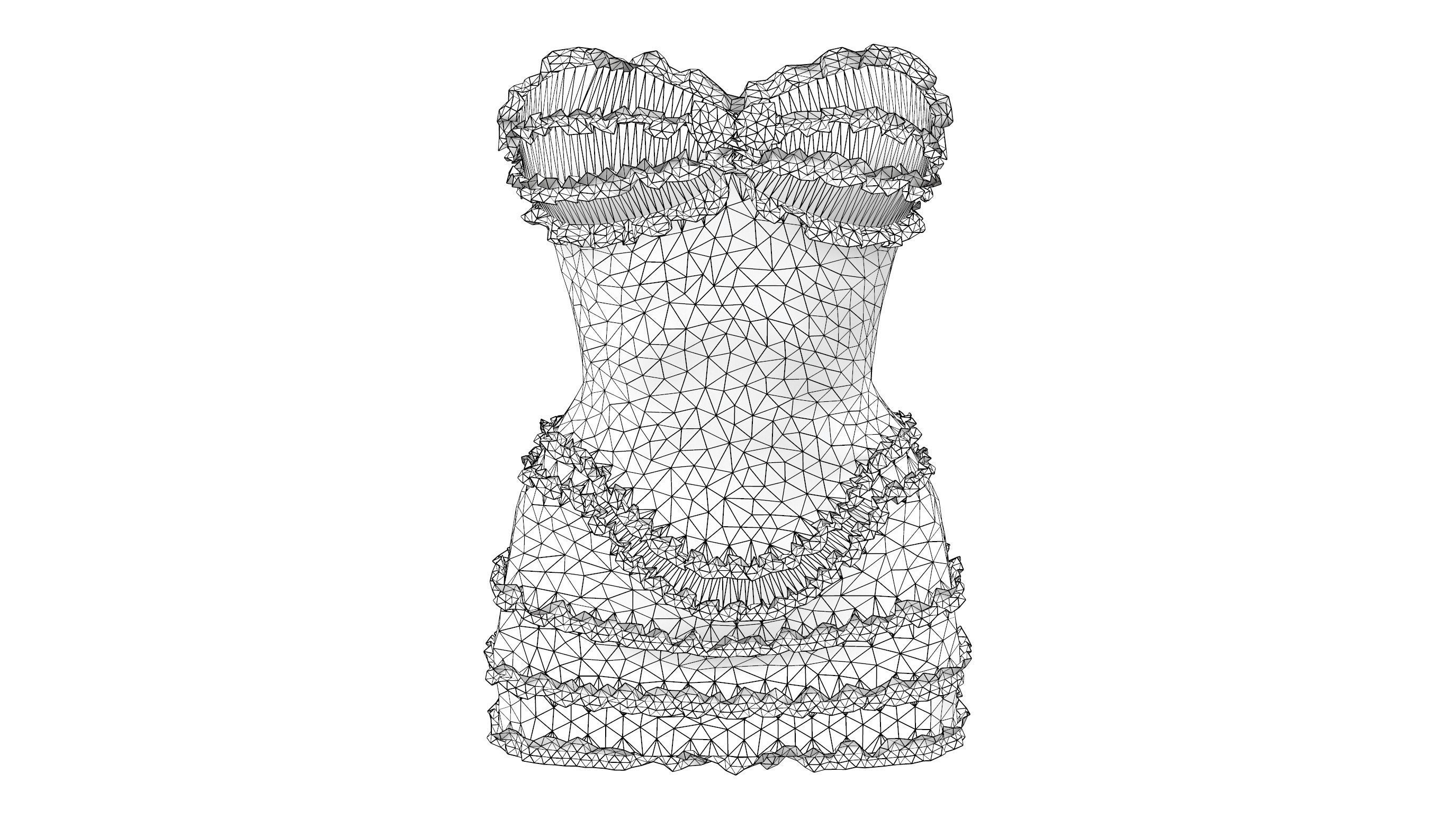 Corset Dress Low-poly 3D model_9