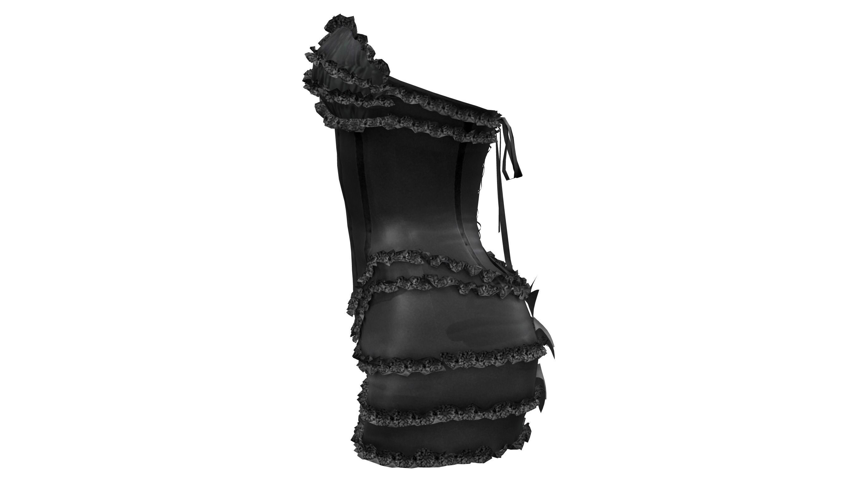 Corset Dress Low-poly 3D model_6