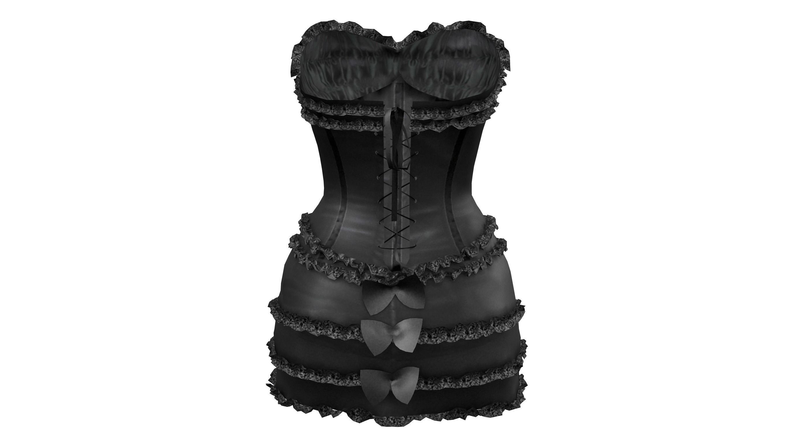 Corset Dress Low-poly 3D model_7