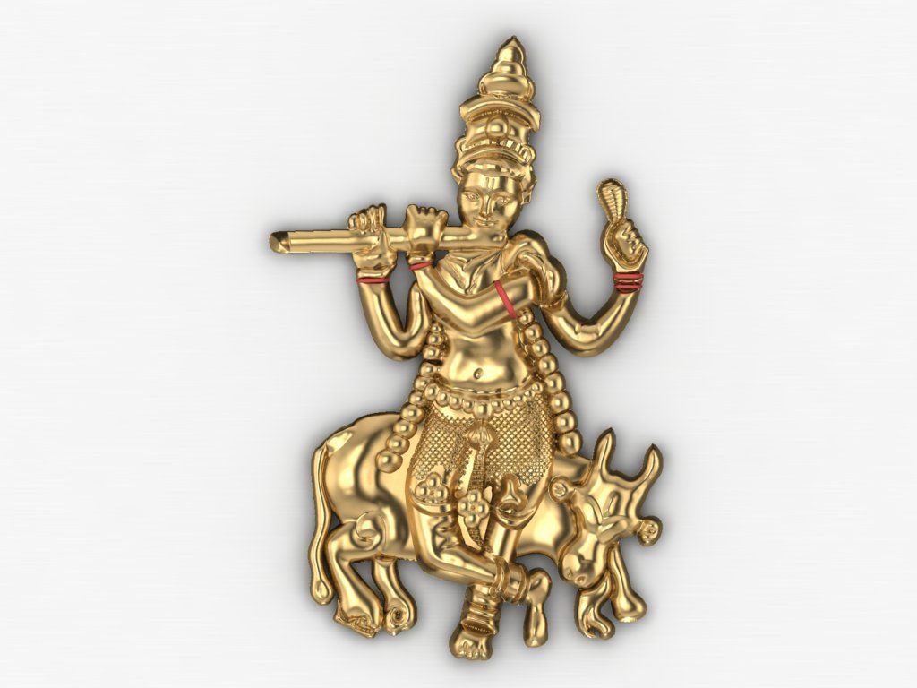 lord krishna pendant Hindu God 3D print model_8